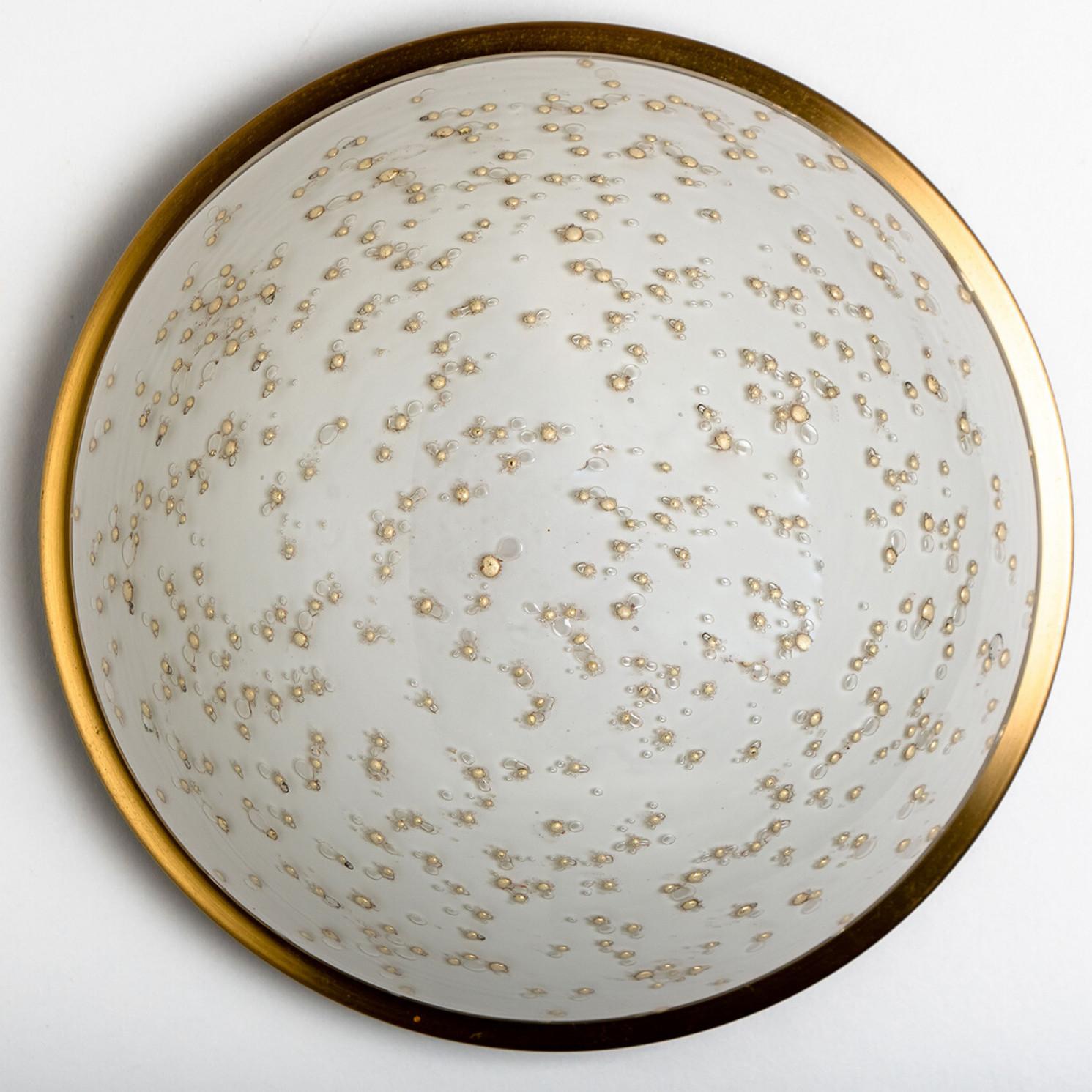 1 of 3 Speckled Milk Glass Flush Mount by Peil Putzler, Germany, 1970s For Sale 3