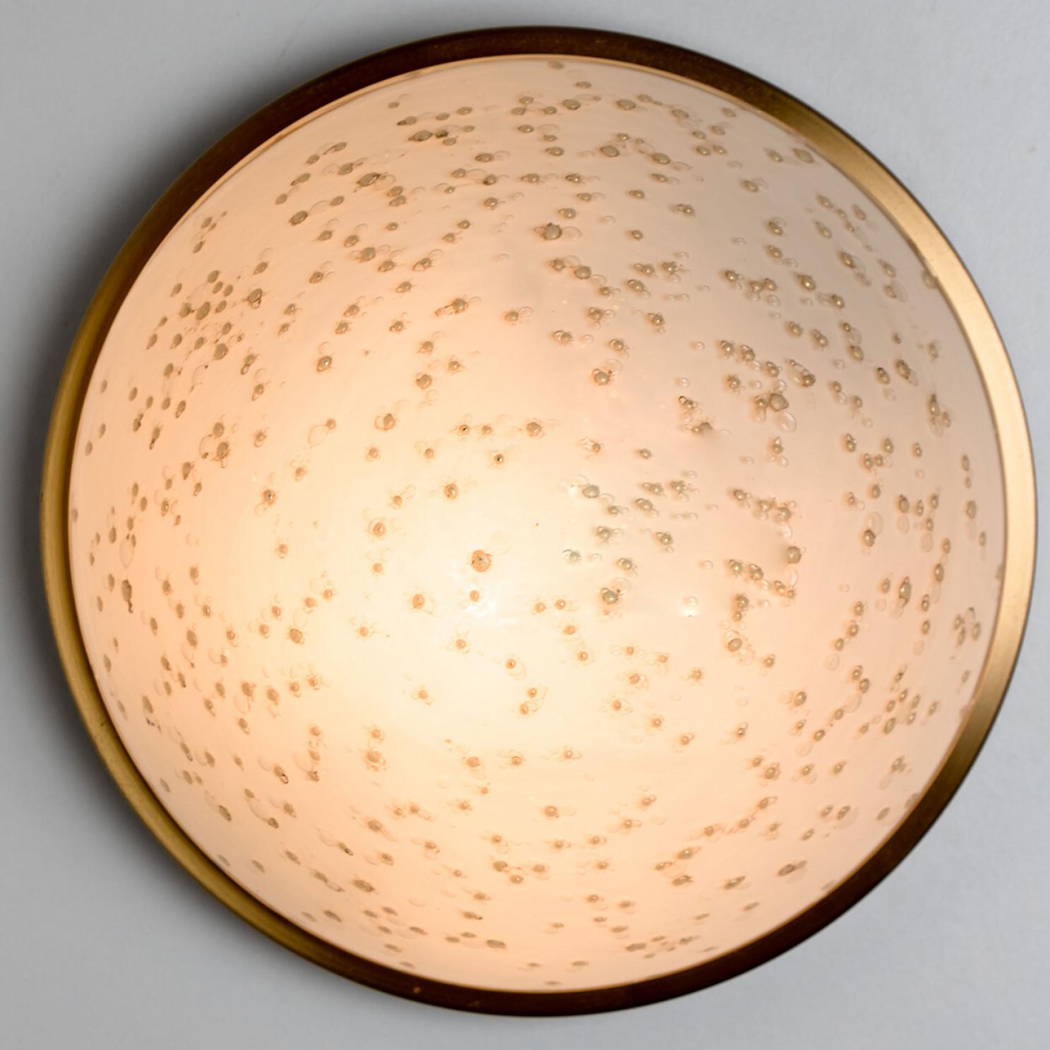 Gold 1 of 3 Speckled Milk Glass Flush Mount by Peil Putzler, Germany, 1970s For Sale