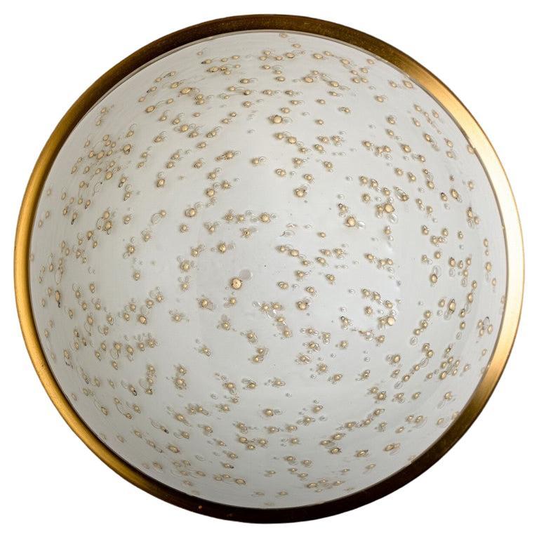 1 of 3 Speckled Milk Glass Flush Mount by Peil Putzler, Germany, 1970s For Sale