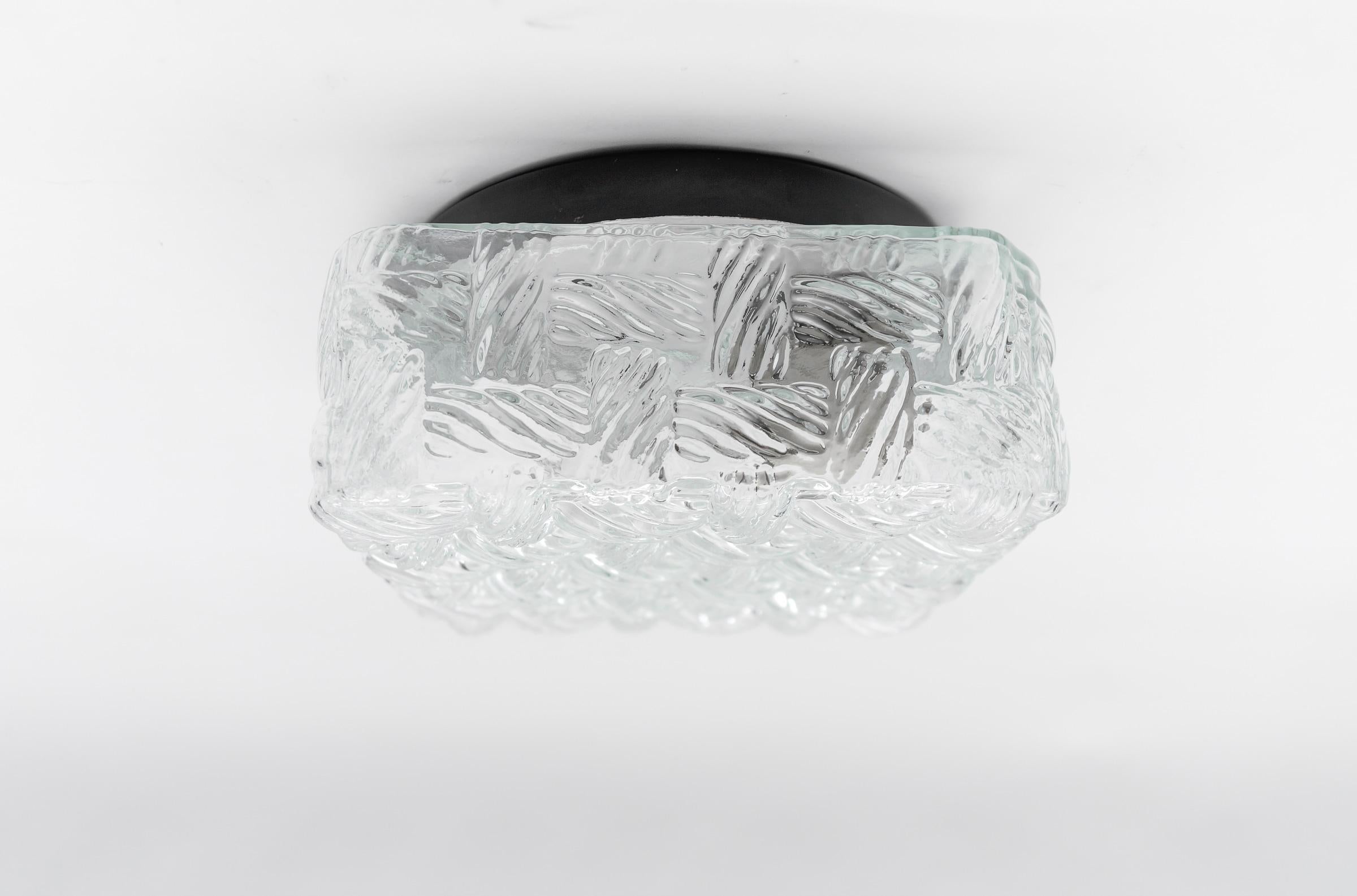 1. von 3 Quadratische geflochtene Glaseinbauleuchte oder Wandlampe, Deutschland 1960er im Zustand „Gut“ im Angebot in Nürnberg, Bayern