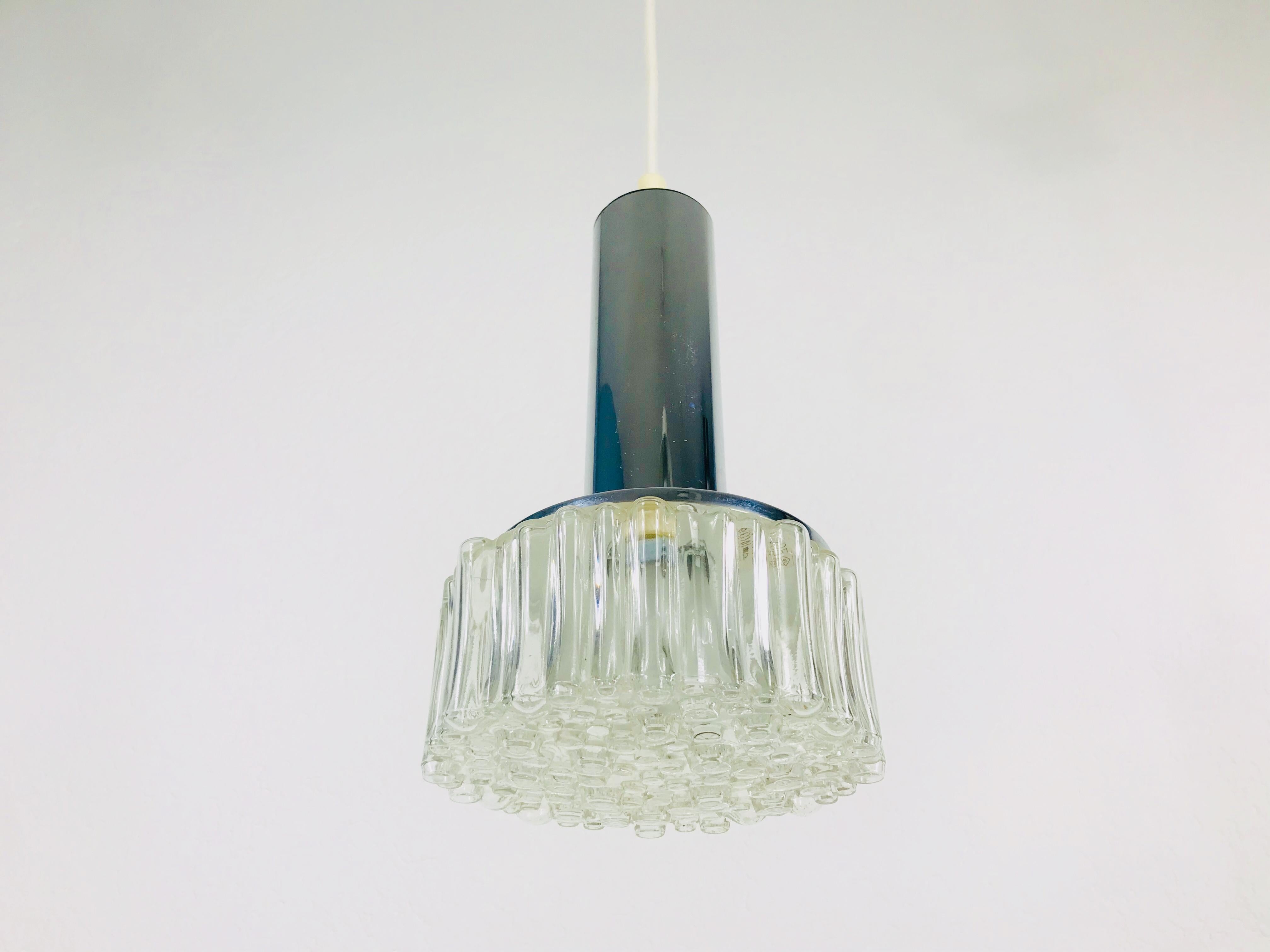 1 of 3 Staff Chrome and Bubble Glass Hanging Lamp, 1970s, Germany In Good Condition For Sale In Hagenbach, DE