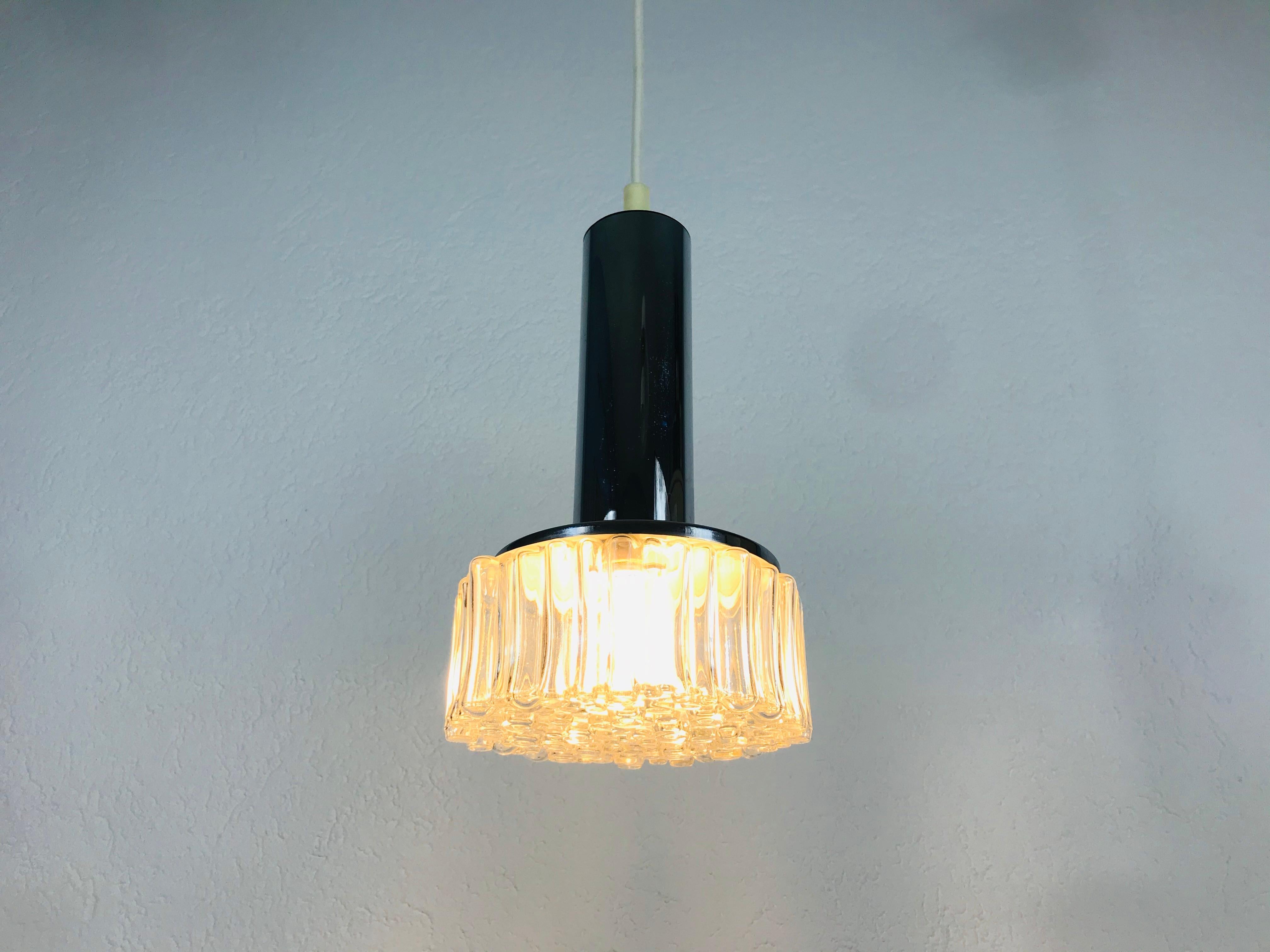 Late 20th Century 1 of 3 Staff Chrome and Bubble Glass Hanging Lamp, 1970s, Germany For Sale
