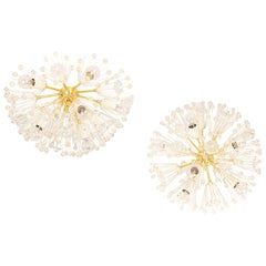 1 of 3 Starburst Brass and Crystal Flush Mount by Emil Stejnar, Austria, 1960s