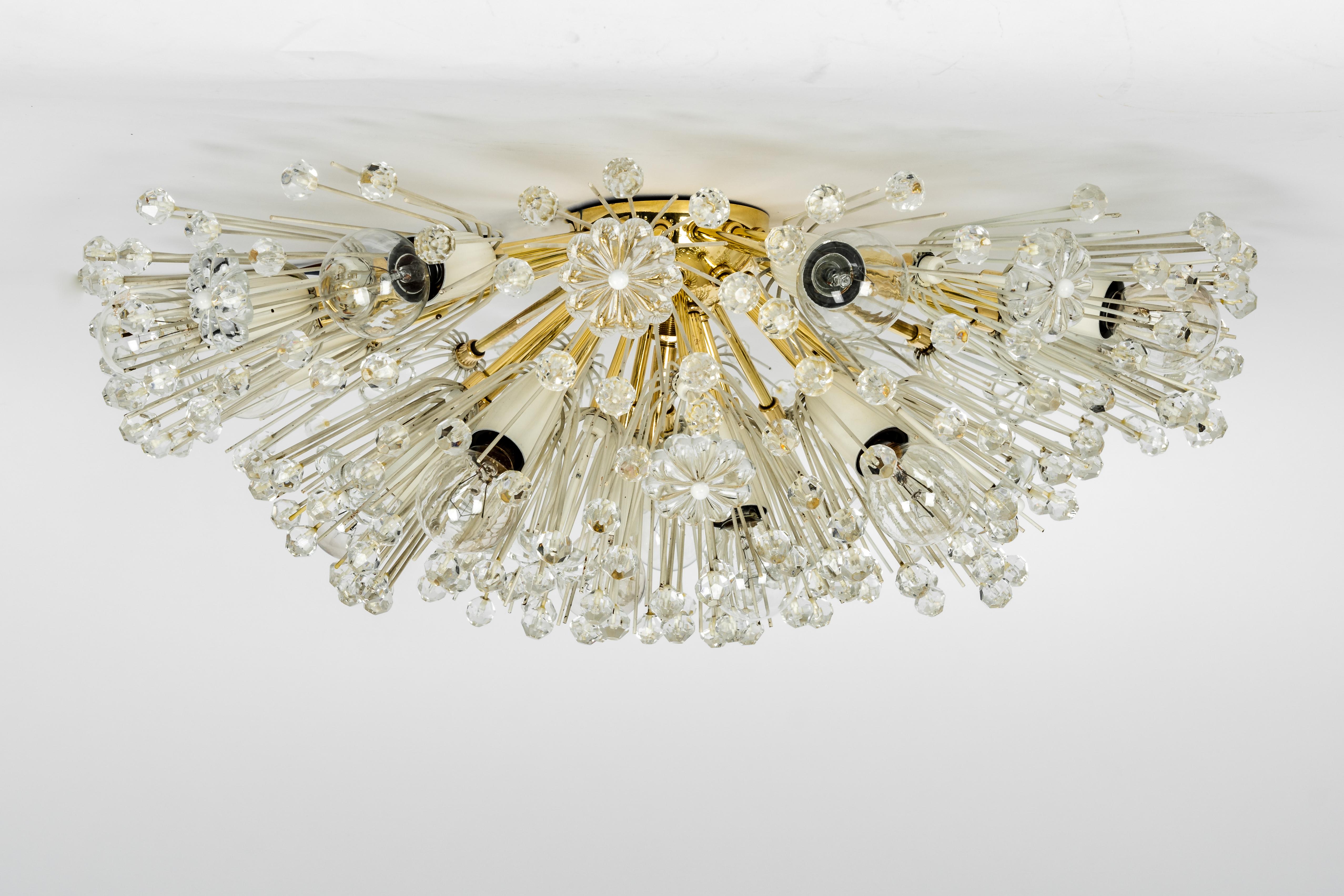 Austrian 1 of 3 Starburst Brass Chandelier by Emil Stejnar, Austria, 1960s For Sale