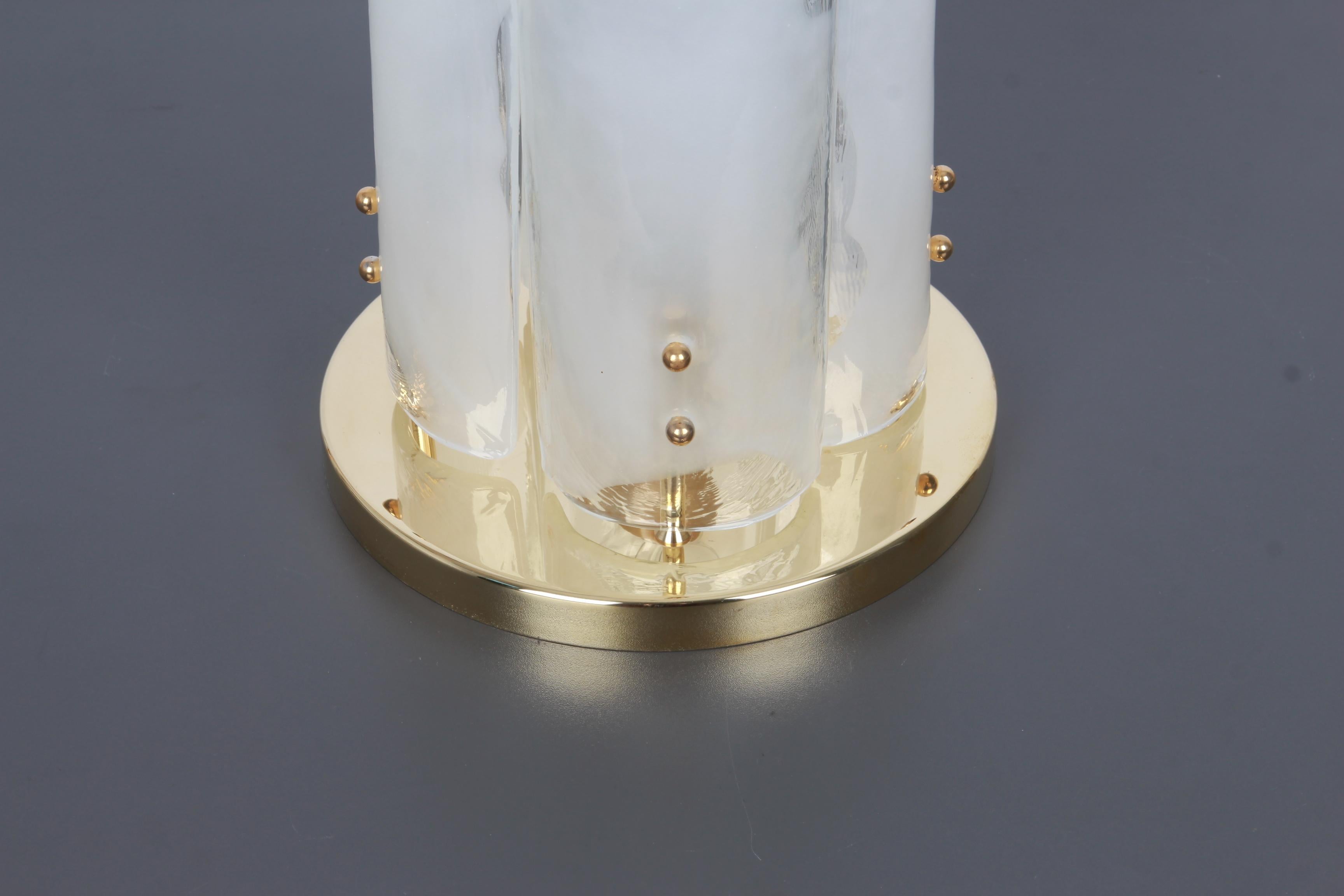 1 of 3 Stunning Brass, Murano Glass Light Fixture, Kalmar, Austria, 1970 For Sale 4