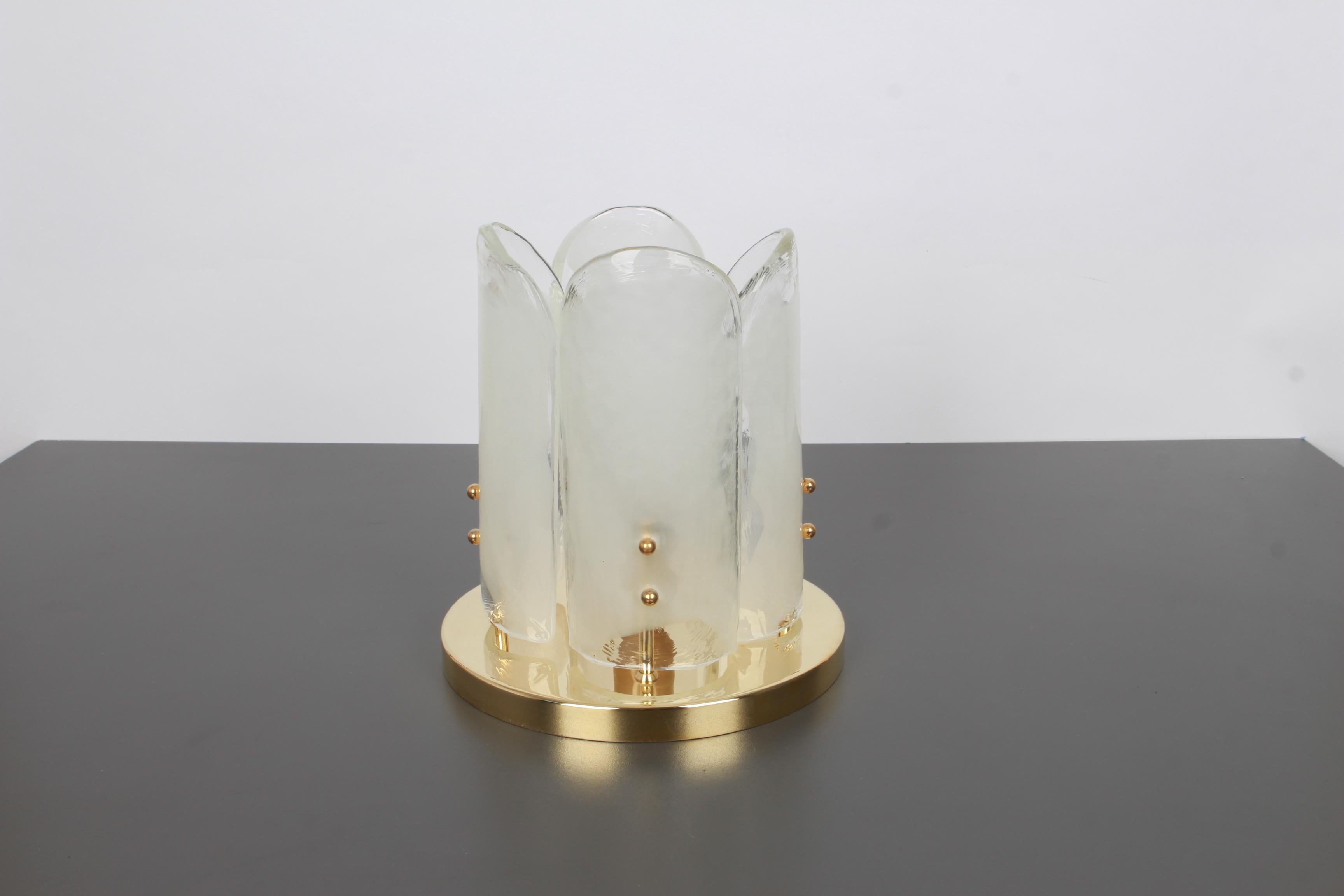 1 of 3 Stunning Brass, Murano Glass Light Fixture, Kalmar, Austria, 1970 For Sale 5