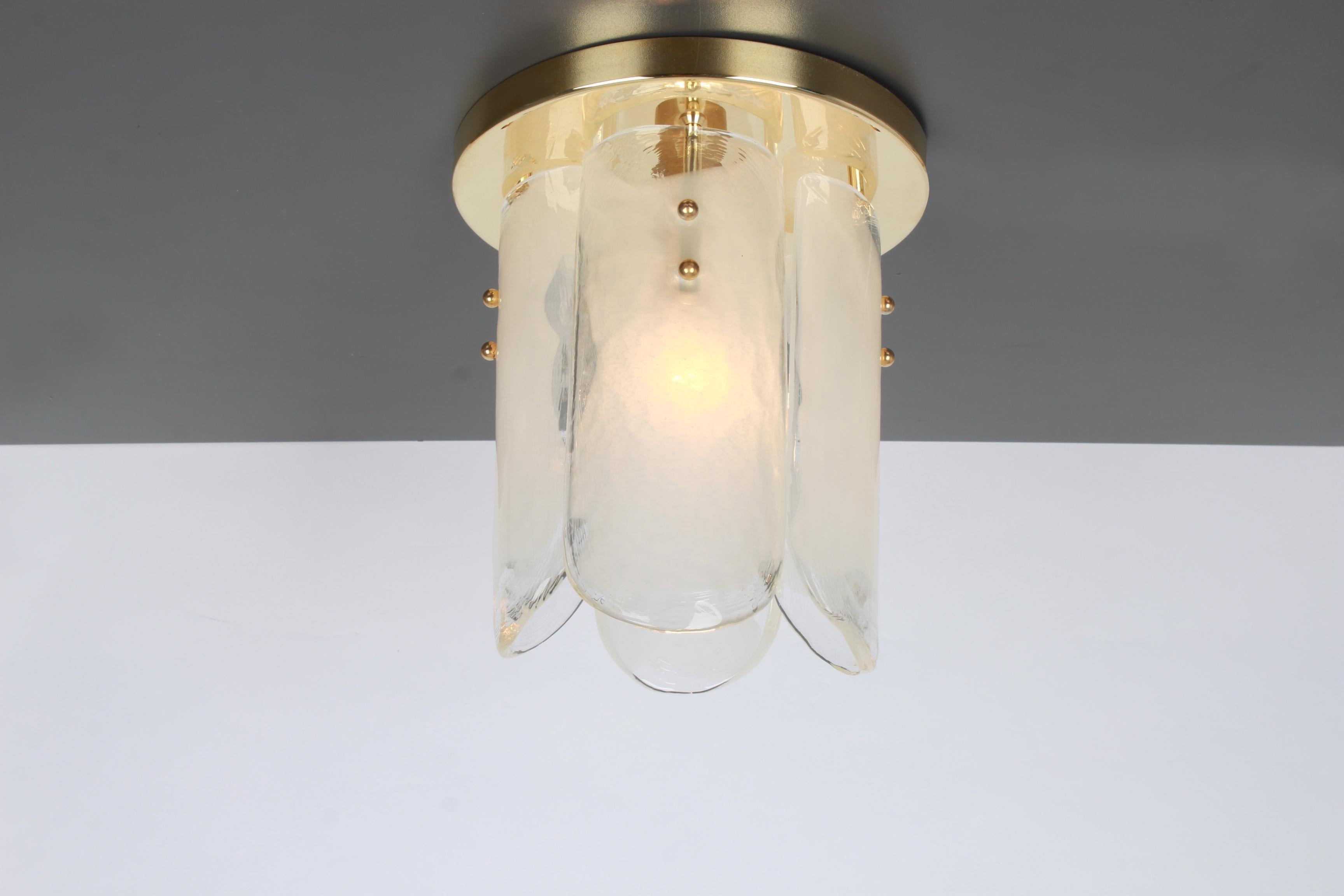 1 of 3 Stunning Brass, Murano Glass Light Fixture, Kalmar, Austria, 1970 For Sale 6
