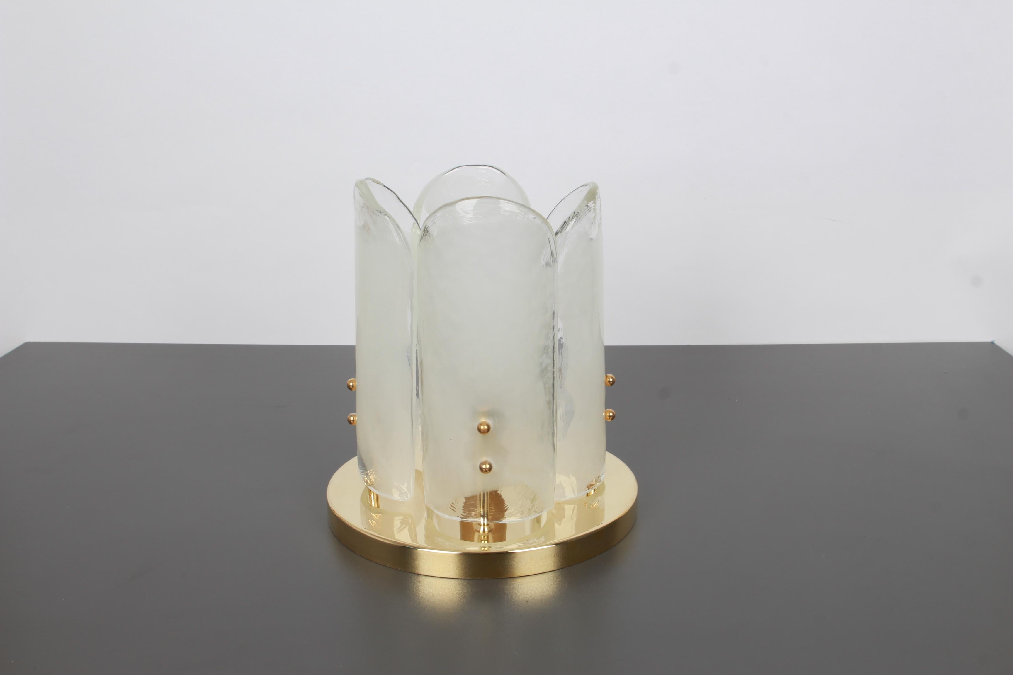1 of 3 Stunning Brass, Murano Glass Light Fixture, Kalmar, Austria, 1970 For Sale 1