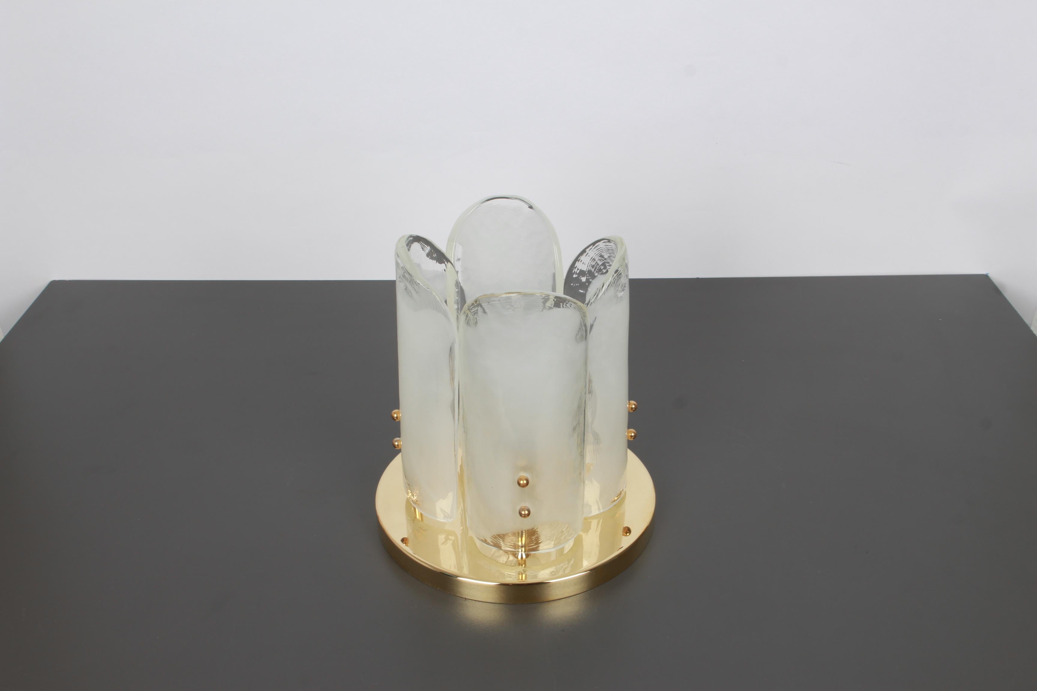1 of 3 Stunning Brass, Murano Glass Light Fixture, Kalmar, Austria, 1970 For Sale 2