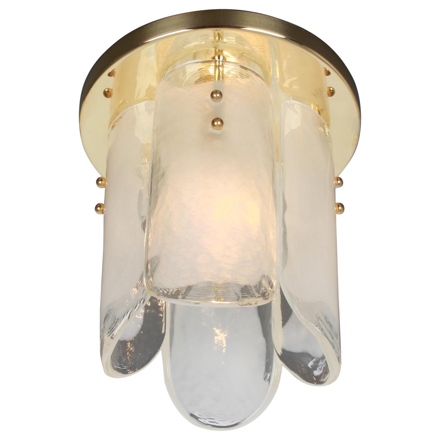 1 of 3 Stunning Brass, Murano Glass Light Fixture, Kalmar, Austria, 1970 For Sale