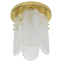 Retro 1 of 3 Stunning Brass, Murano Glass Light Fixture, Kalmar, Austria, 1970