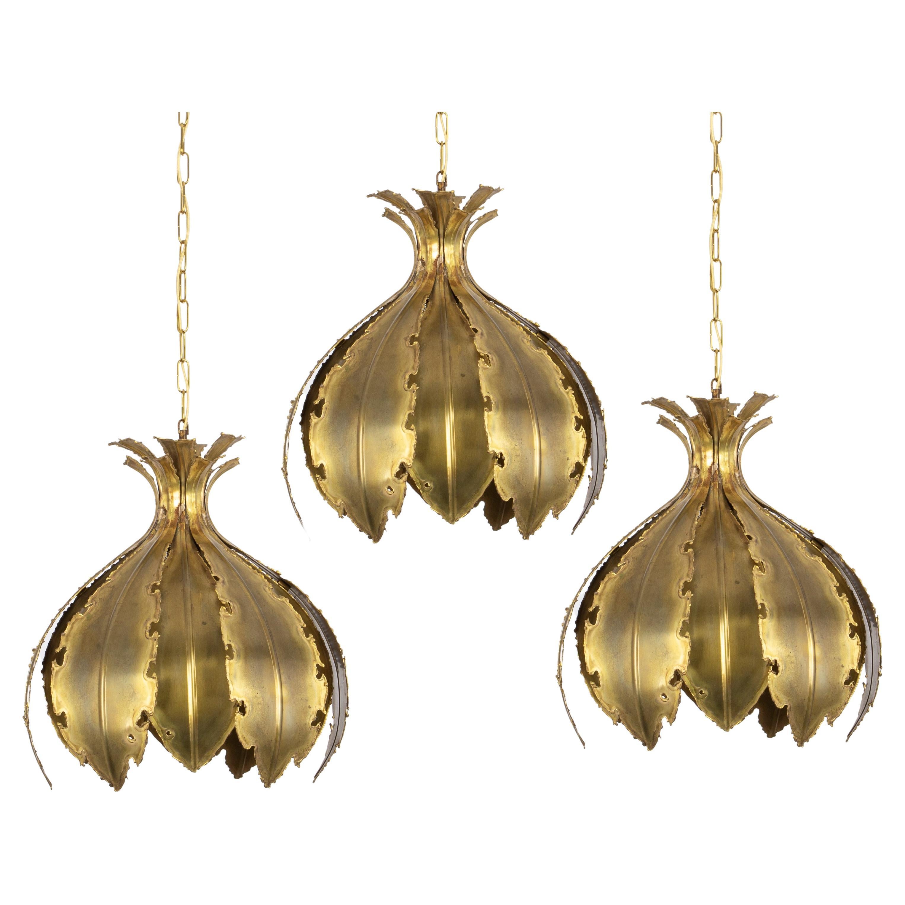 1 of 5 Stunning Brass Pendants designed svend Aage Holm Sørensen, Denmark, 1960s (pendentifs en laiton)