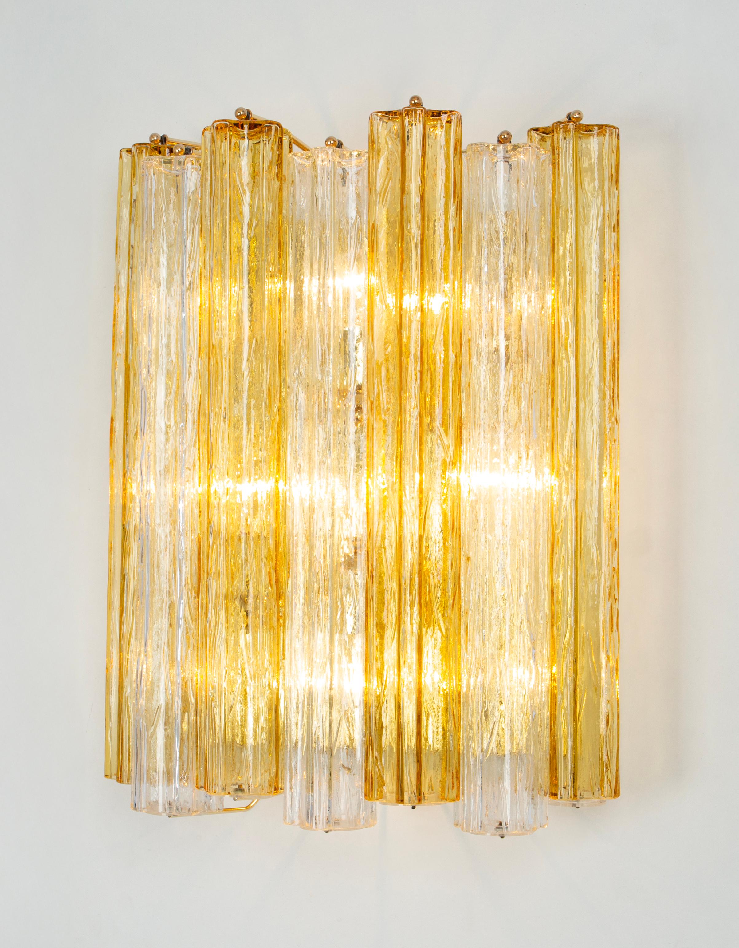 Austrian 1 of 6 Stunning Large Kalmar Sconces Tronchi Wall Lights Kalmar, Austria, 1970s For Sale