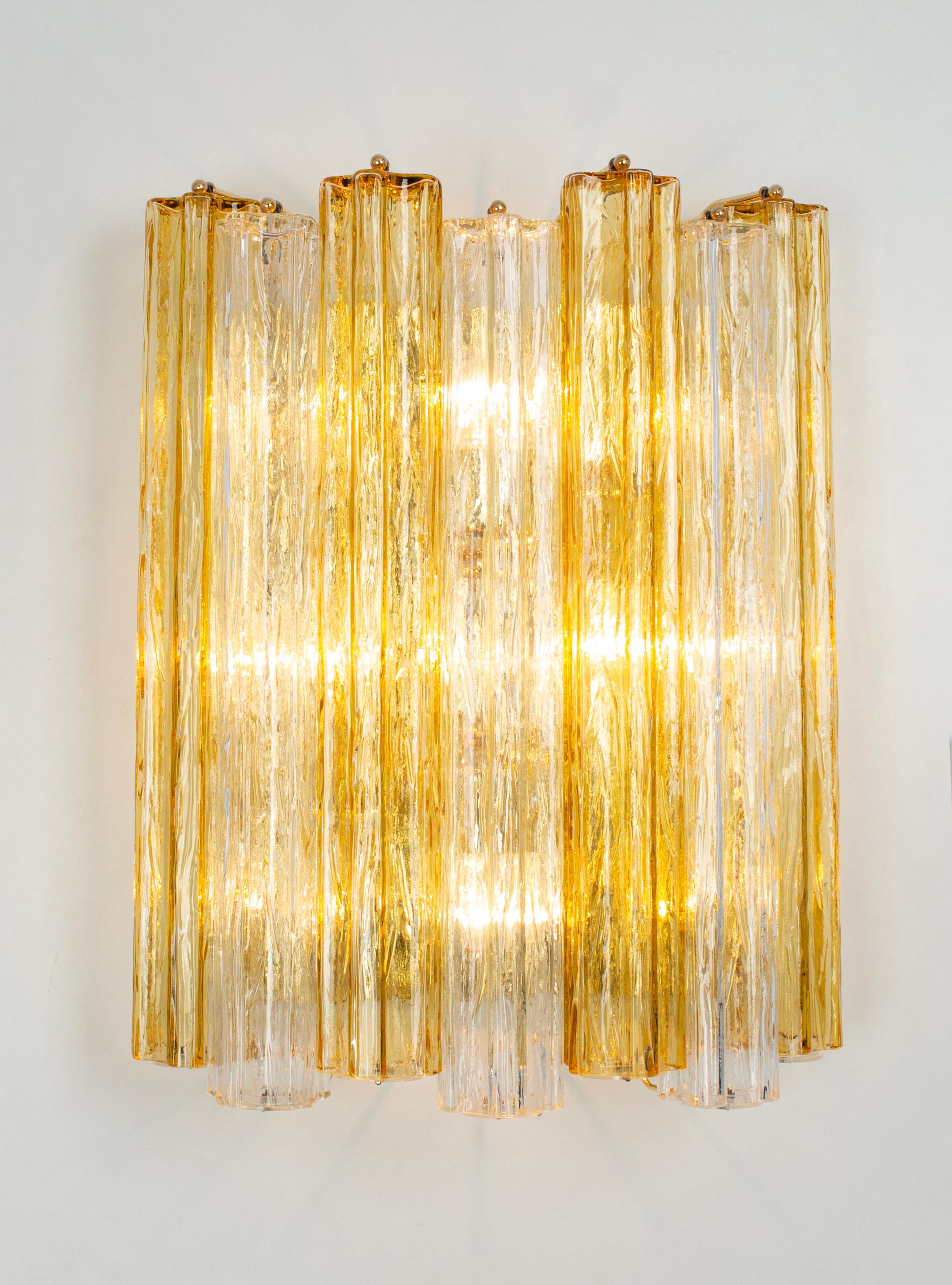 Late 20th Century 1 of 6 Stunning Large Kalmar Sconces Tronchi Wall Lights Kalmar, Austria, 1970s For Sale