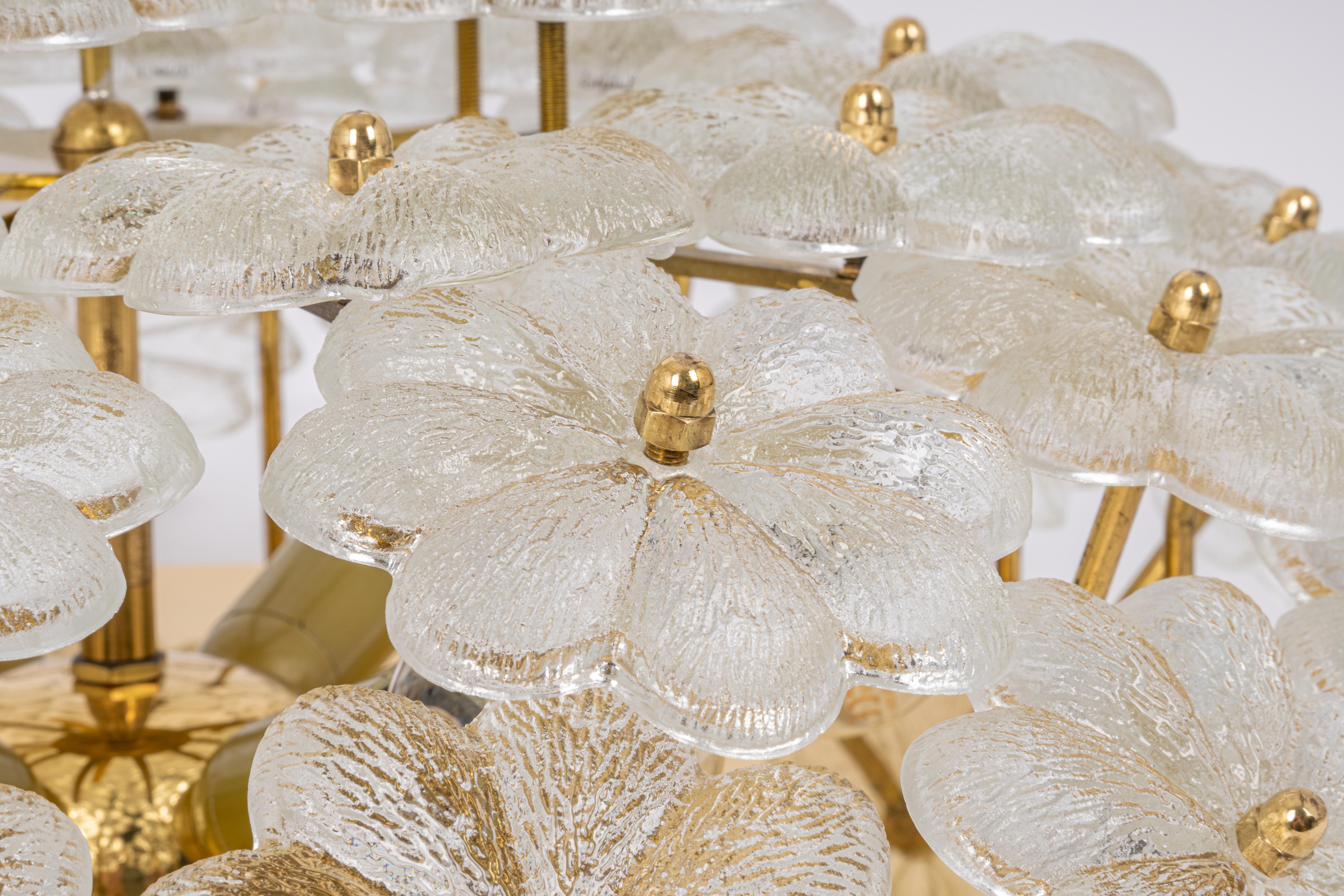 Late 20th Century 1 of 4 Stunning Murano Glass Flower Ceiling Light by Ernst Palme, Germany, 1970s For Sale