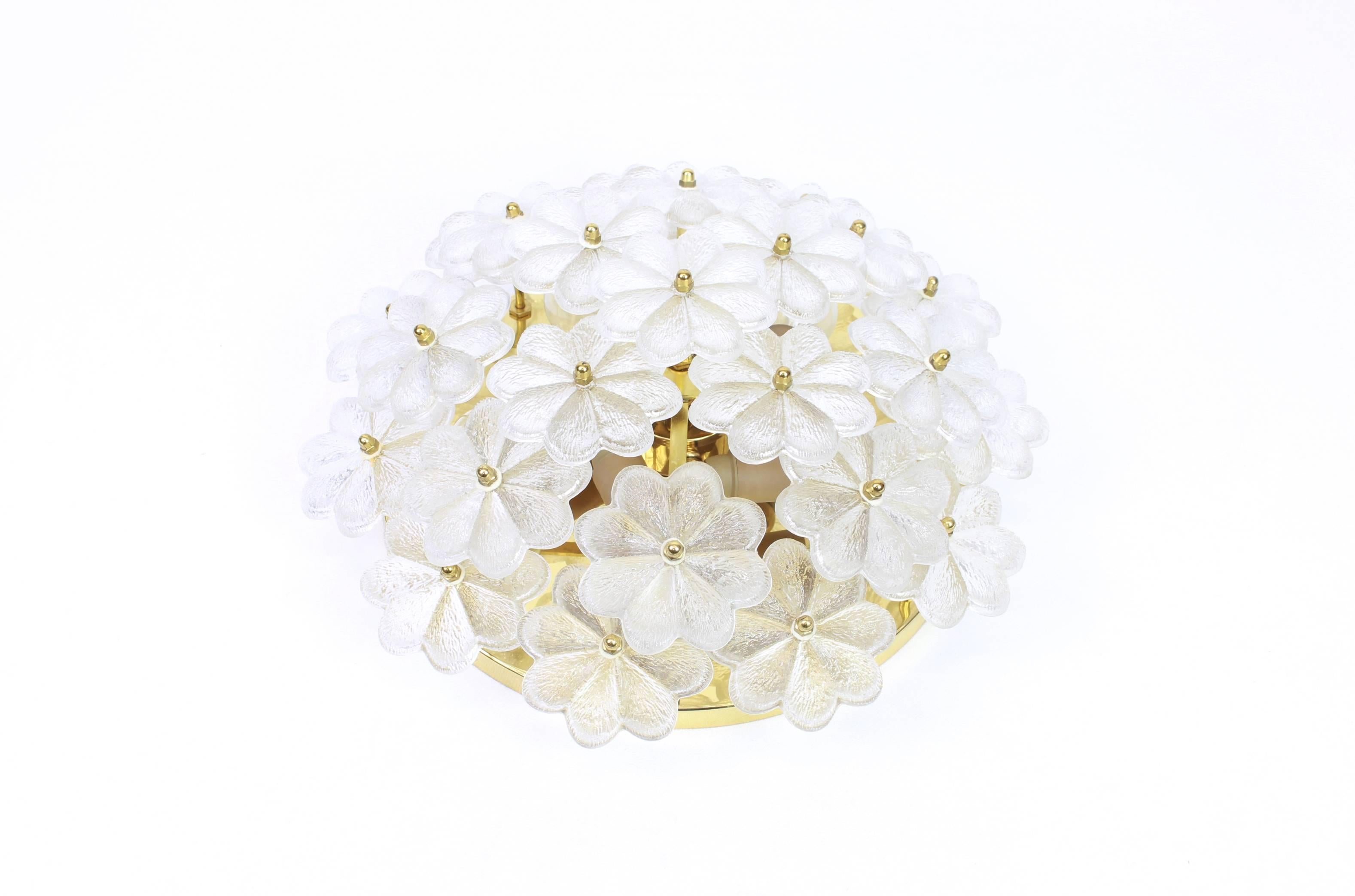Mid-Century Modern 1 of 3 Stunning Murano Glass Flower Wall Light by Ernst Palme, Germany, 1970s