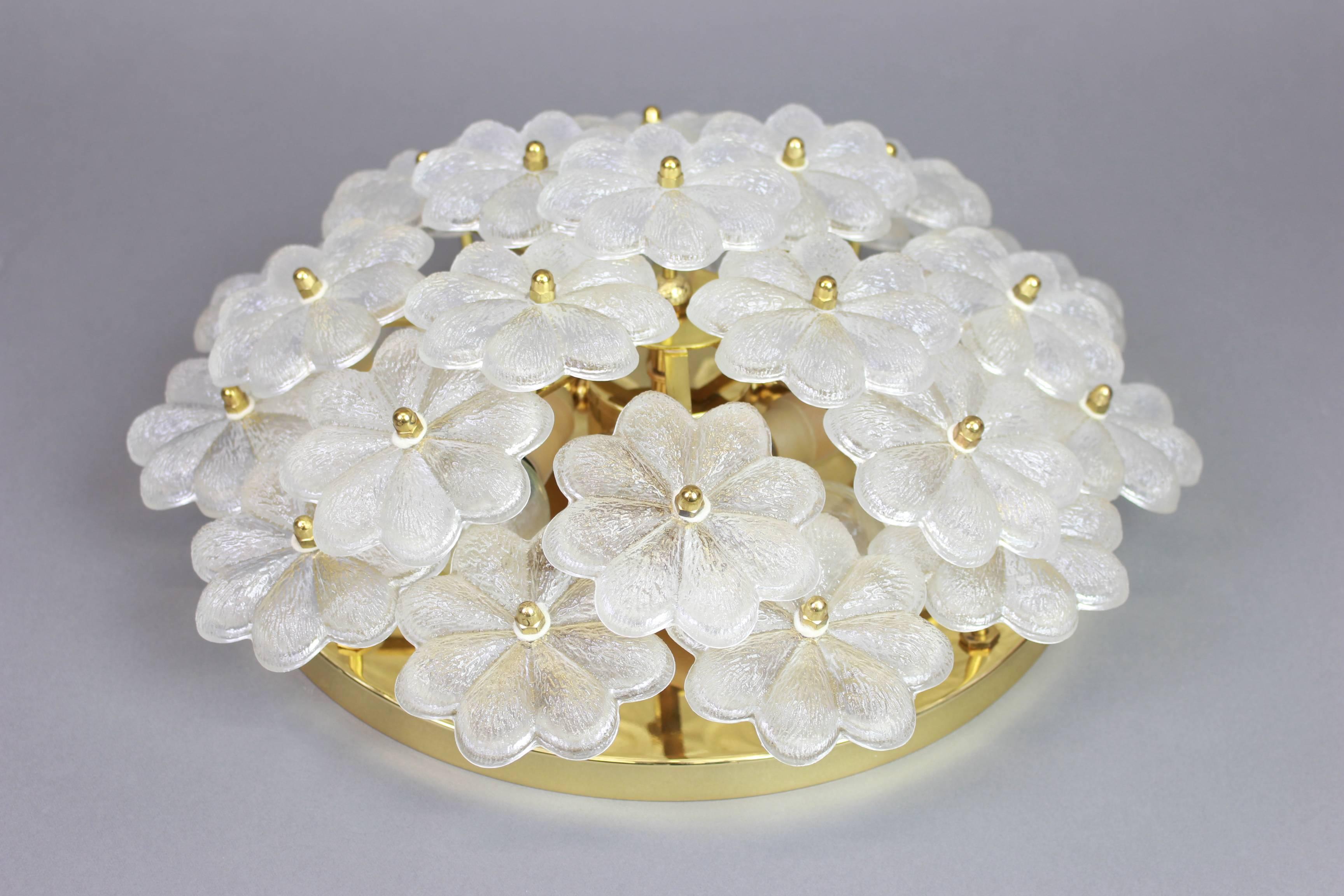 Late 20th Century 1 of 3 Stunning Murano Glass Flower Wall Light by Ernst Palme, Germany, 1970s