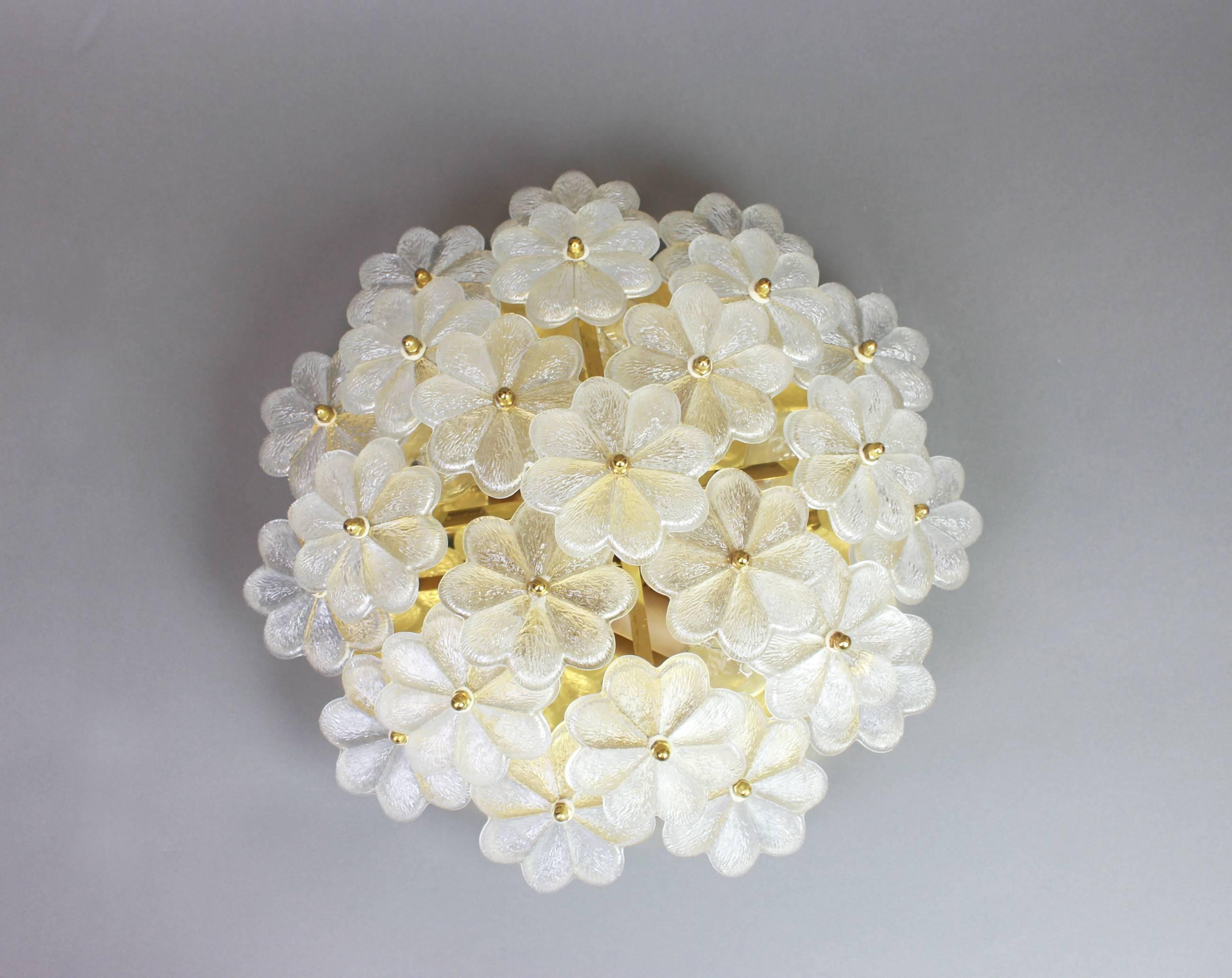 1 of 3 Stunning Murano Glass Flower Wall Light by Ernst Palme, Germany, 1970s 2