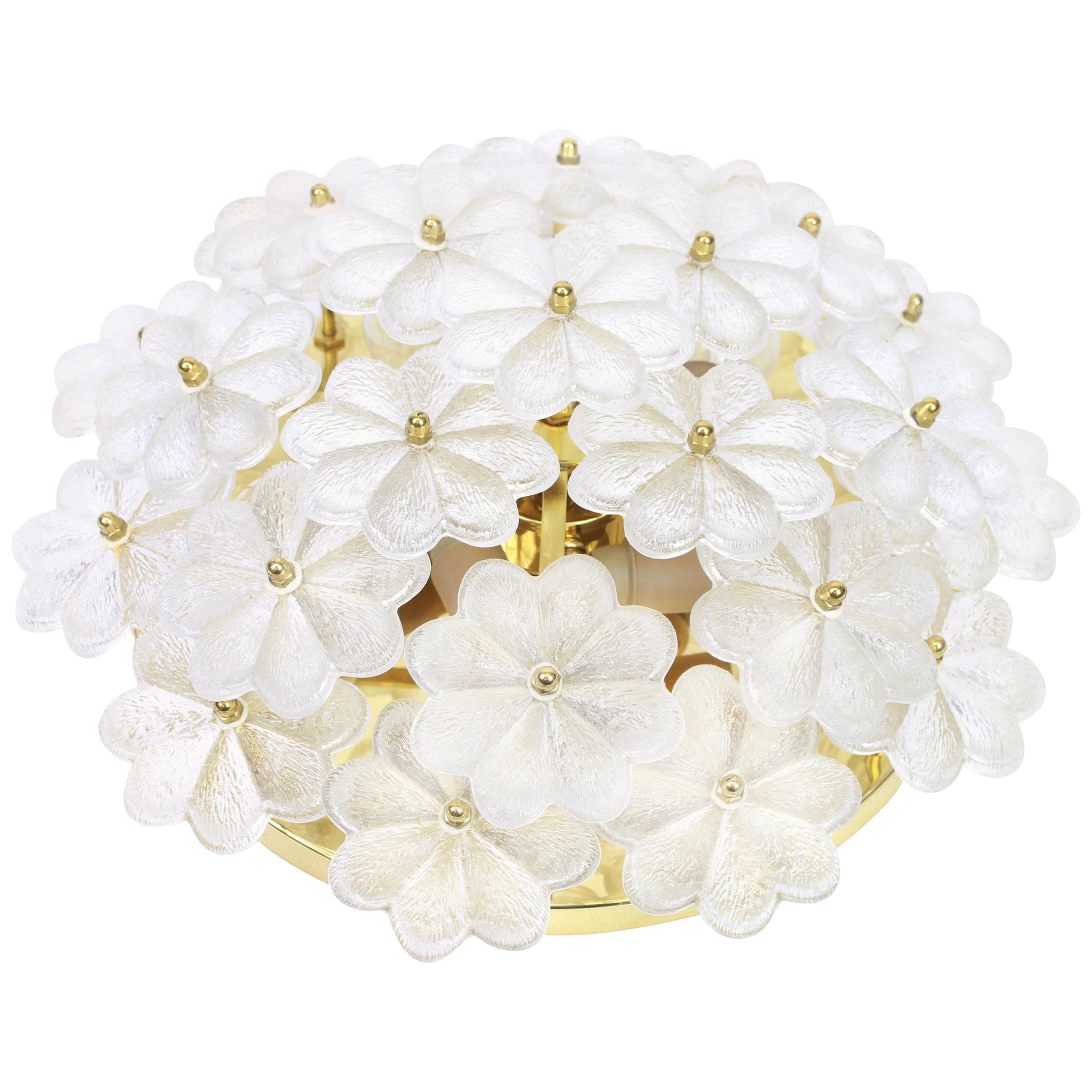1 of 3 Stunning Murano Glass Flower Ceiling Light by Ernst Palme