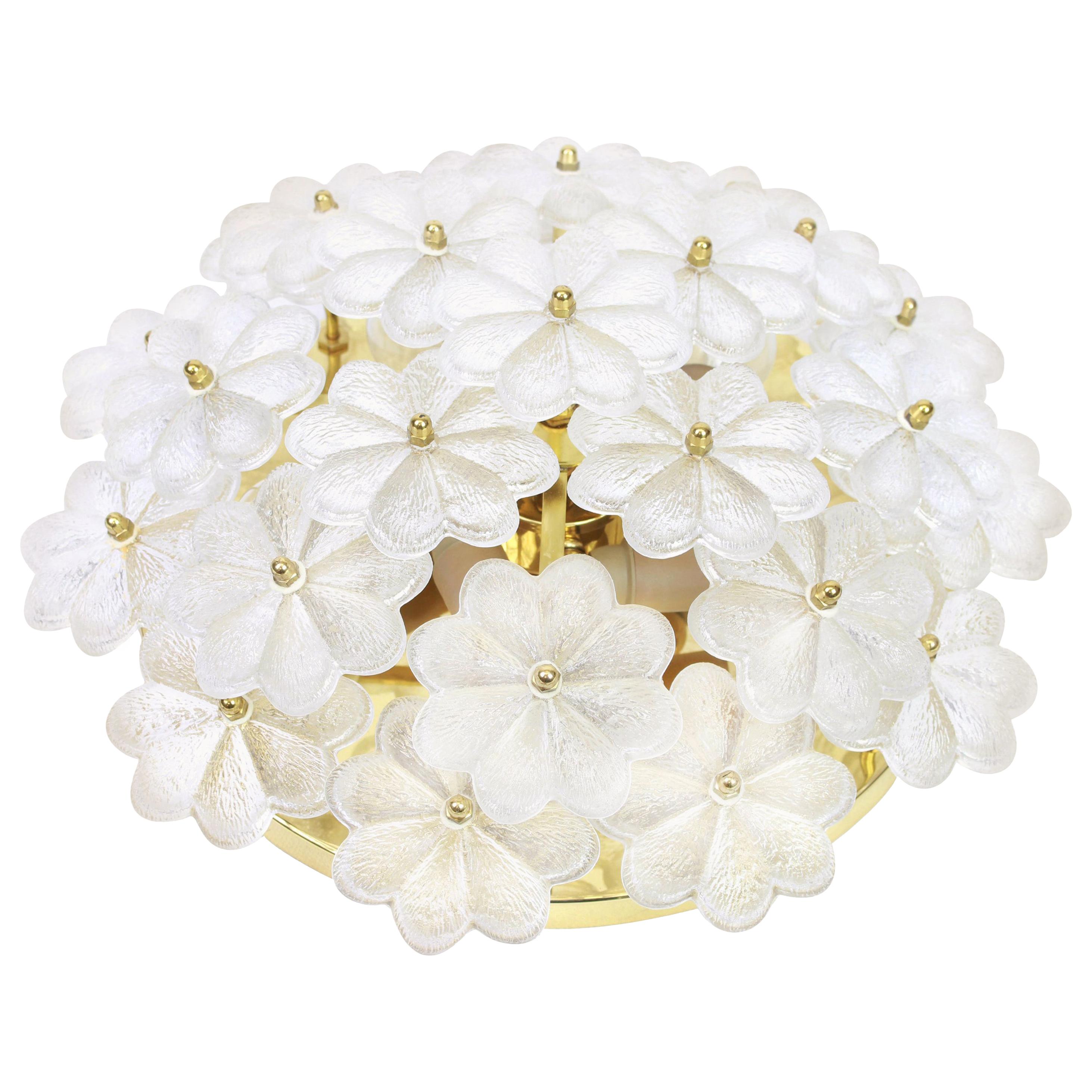 1 of 3 Stunning Murano Glass Flower Wall Light by Ernst Palme, Germany