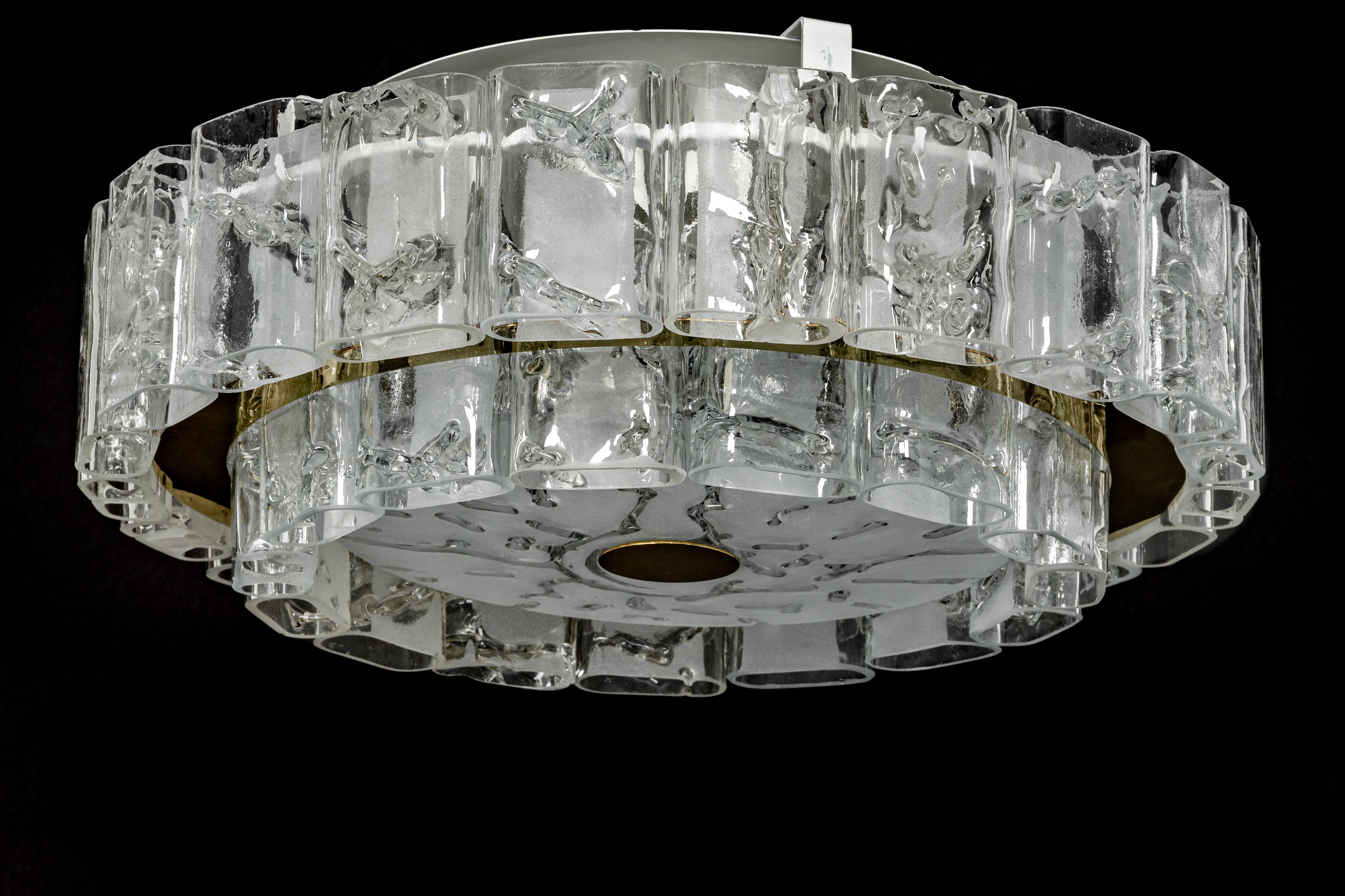 Mid-20th Century 1 of 3 Stunning Murano Glass Tubes Chandelier by Doria, Germany, 1960s For Sale