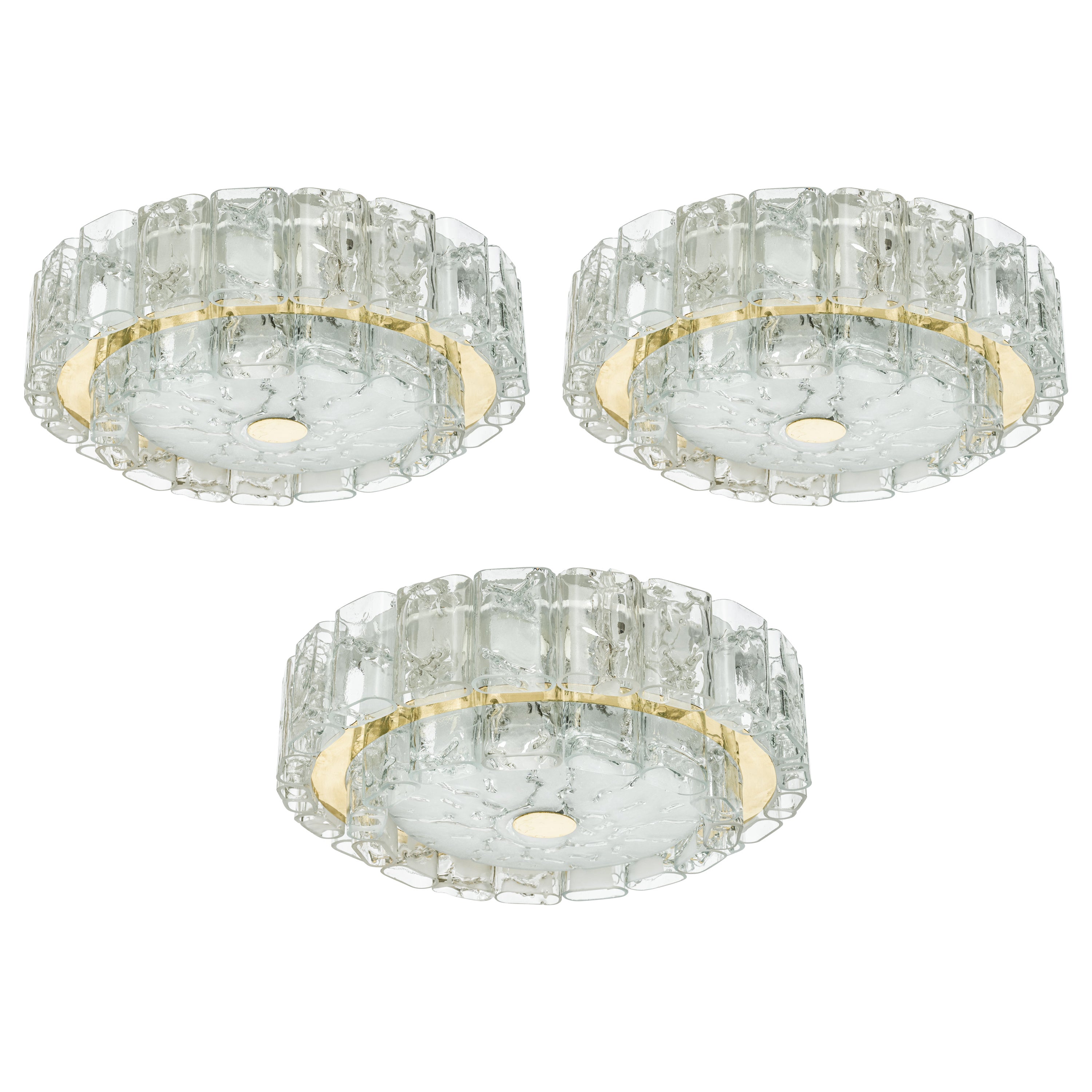 1 of 3 Stunning Murano Glass Tubes Chandelier by Doria, Germany, 1960s