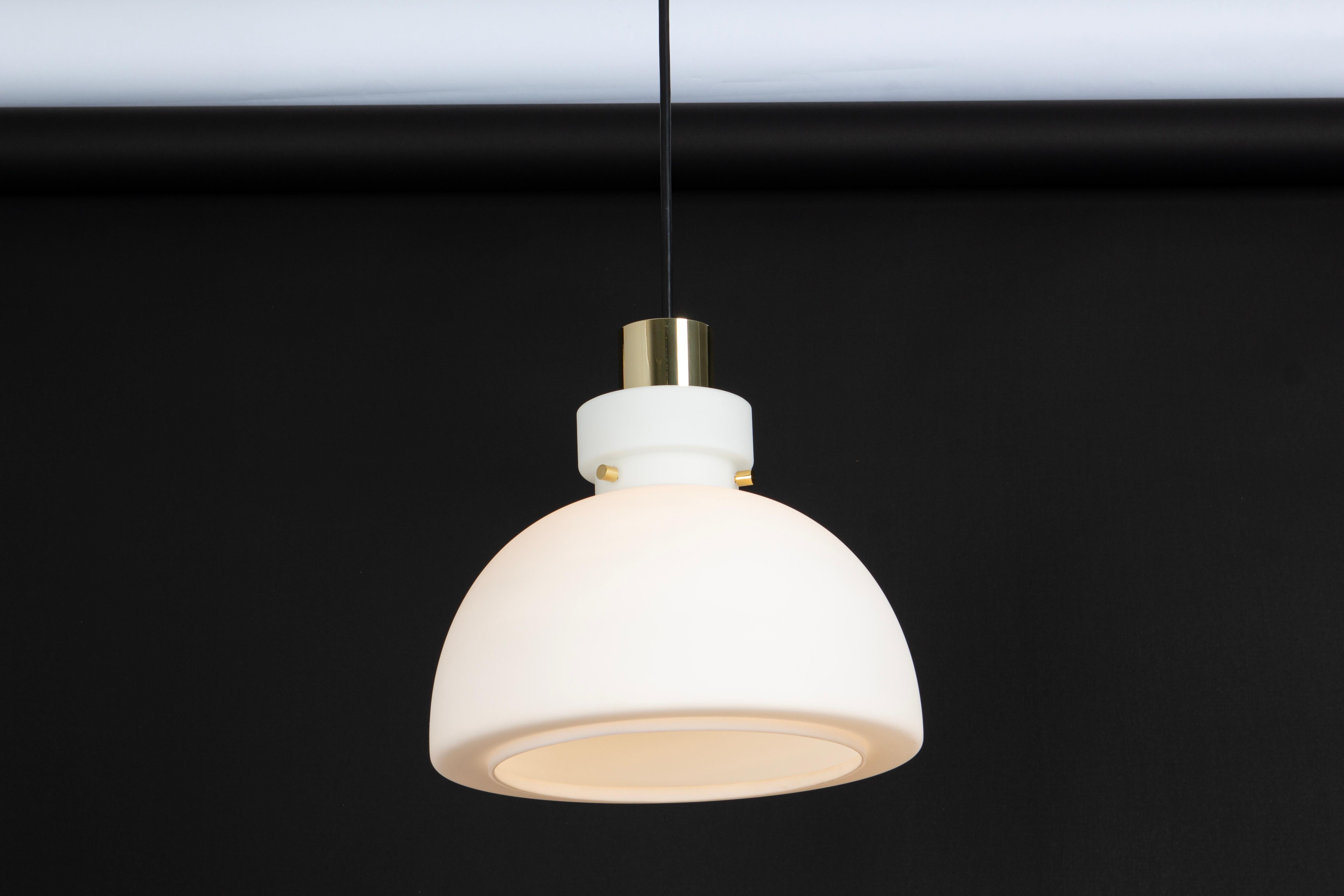 Mid-Century Modern 1 of 3 Stunning Opal Glass Pendants by Limburg, Germany, 1970s For Sale