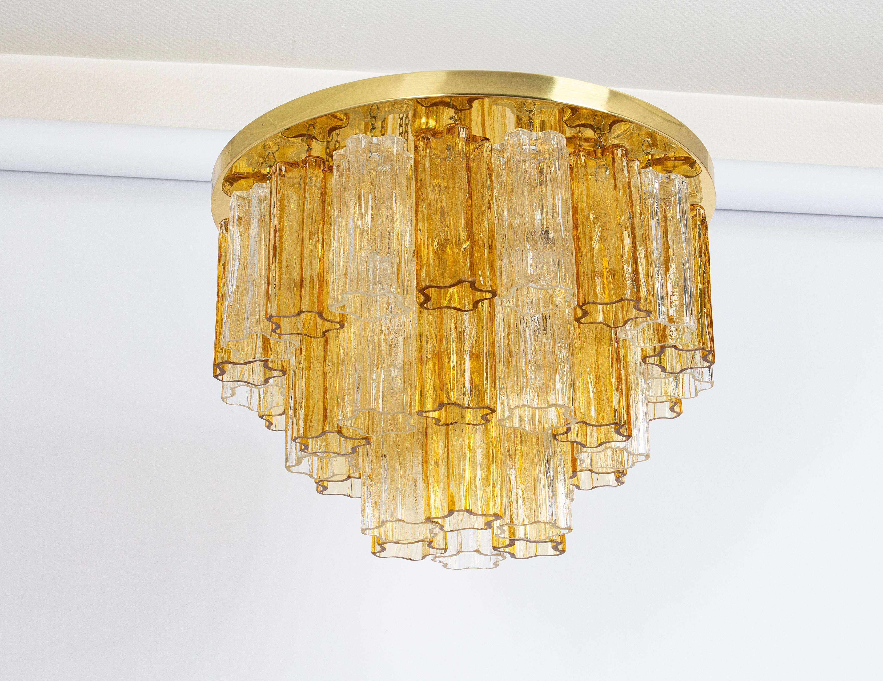 Laiton 1 des 3 lampes encastrées Tronchi Murano Kalmar, Autriche, années 1960 en vente