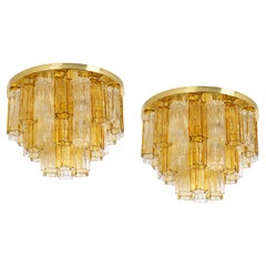 1 of 3 Tronchi Murano Glass Flush mount light Kalmar, Austria, 1960s