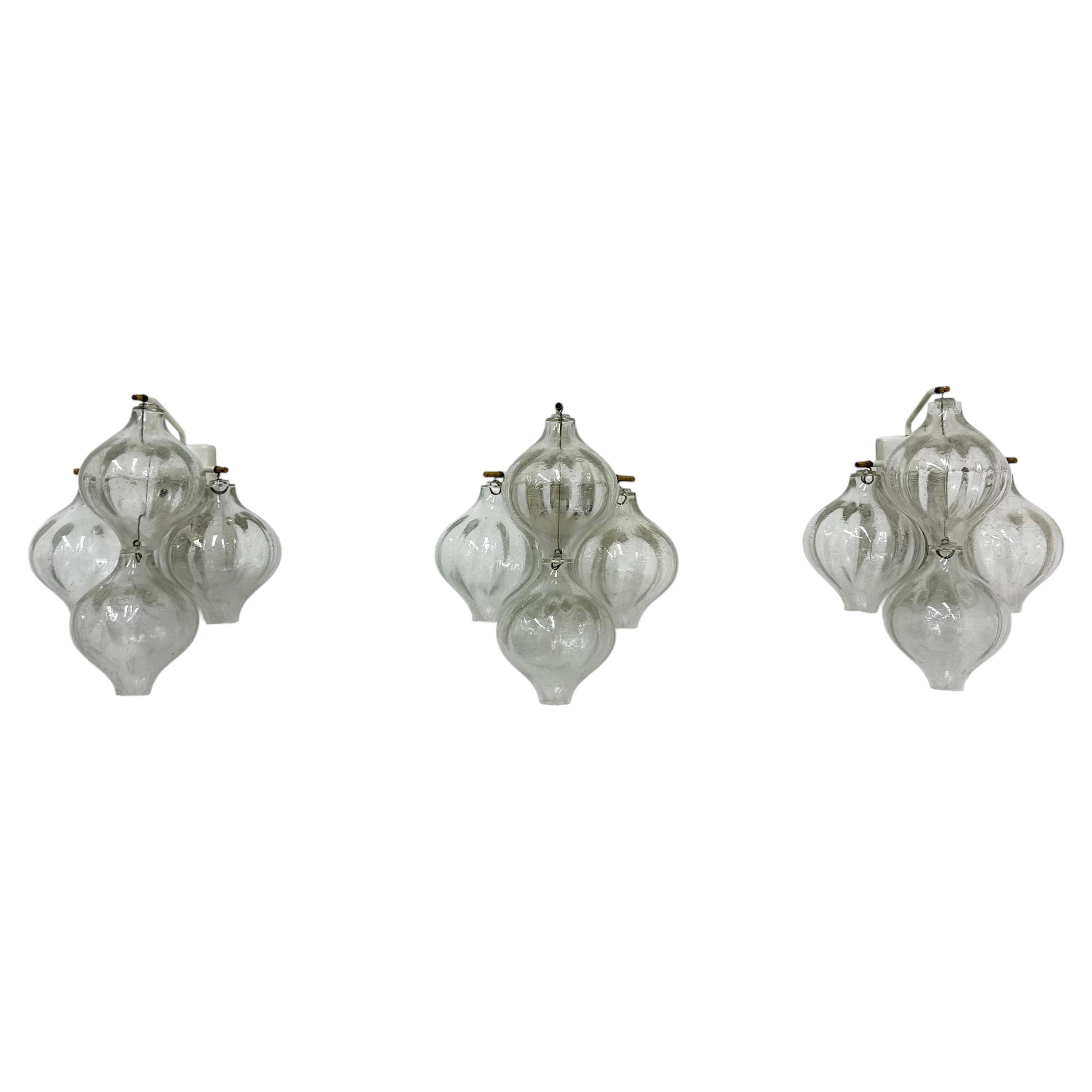 1 of 3 Tulipan Glass sconce by Kalmar, Austria , 1960s For Sale