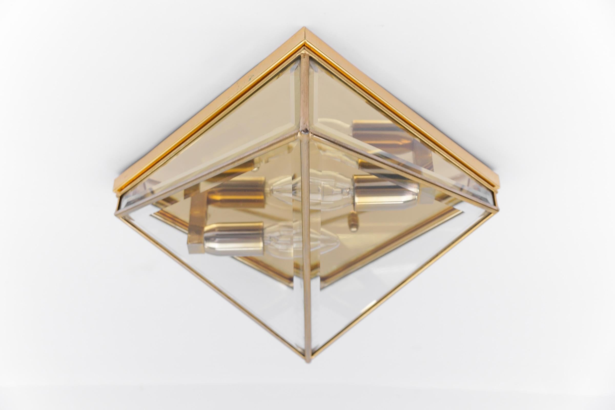 1. of 3 Very Elegant Cut Glass Asymetric Flush Mount, Italy 1960s For Sale 3