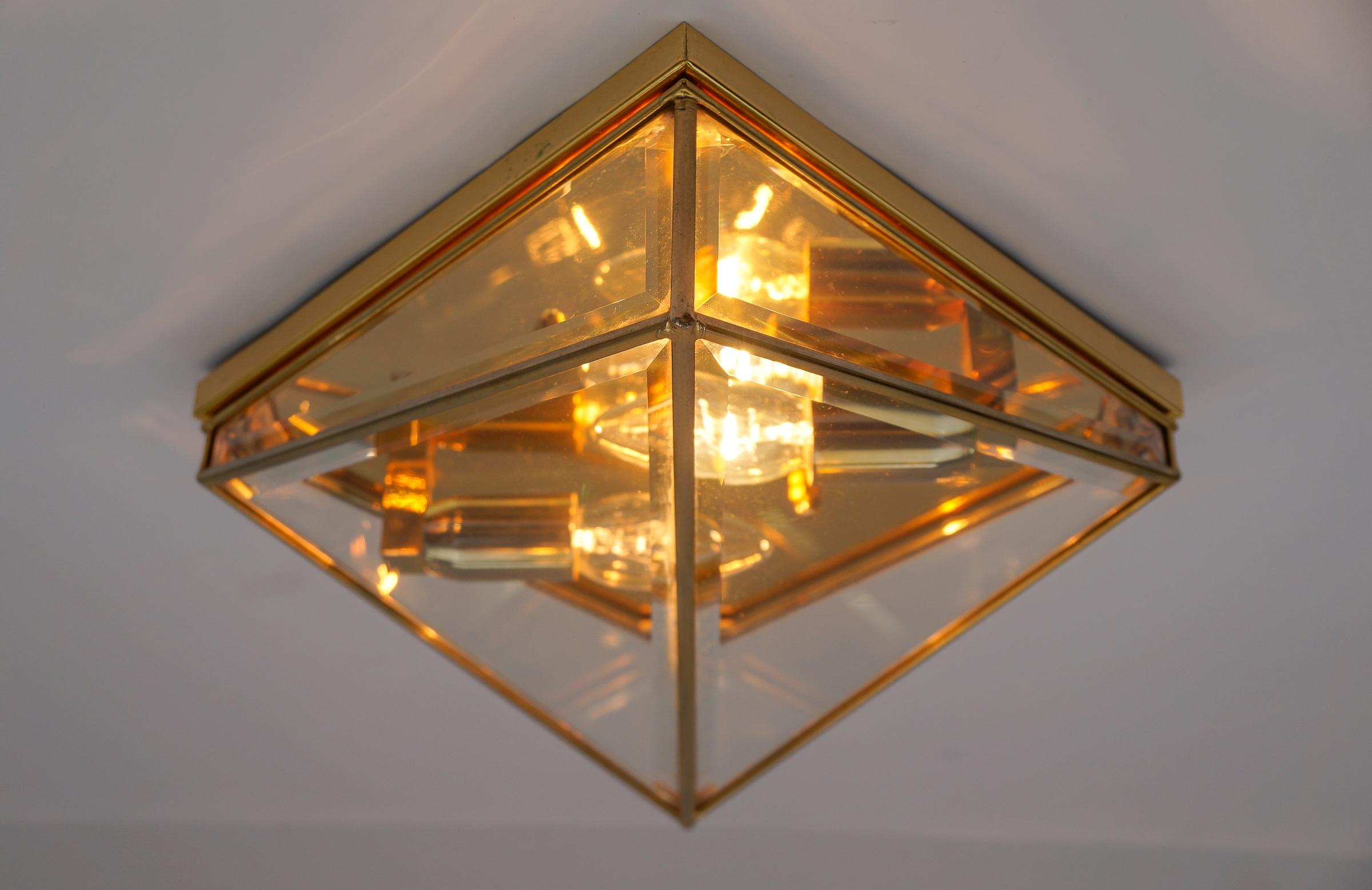 1. of 3 Very Elegant Cut Glass Asymetric Flush Mount, Italy 1960s For Sale 4