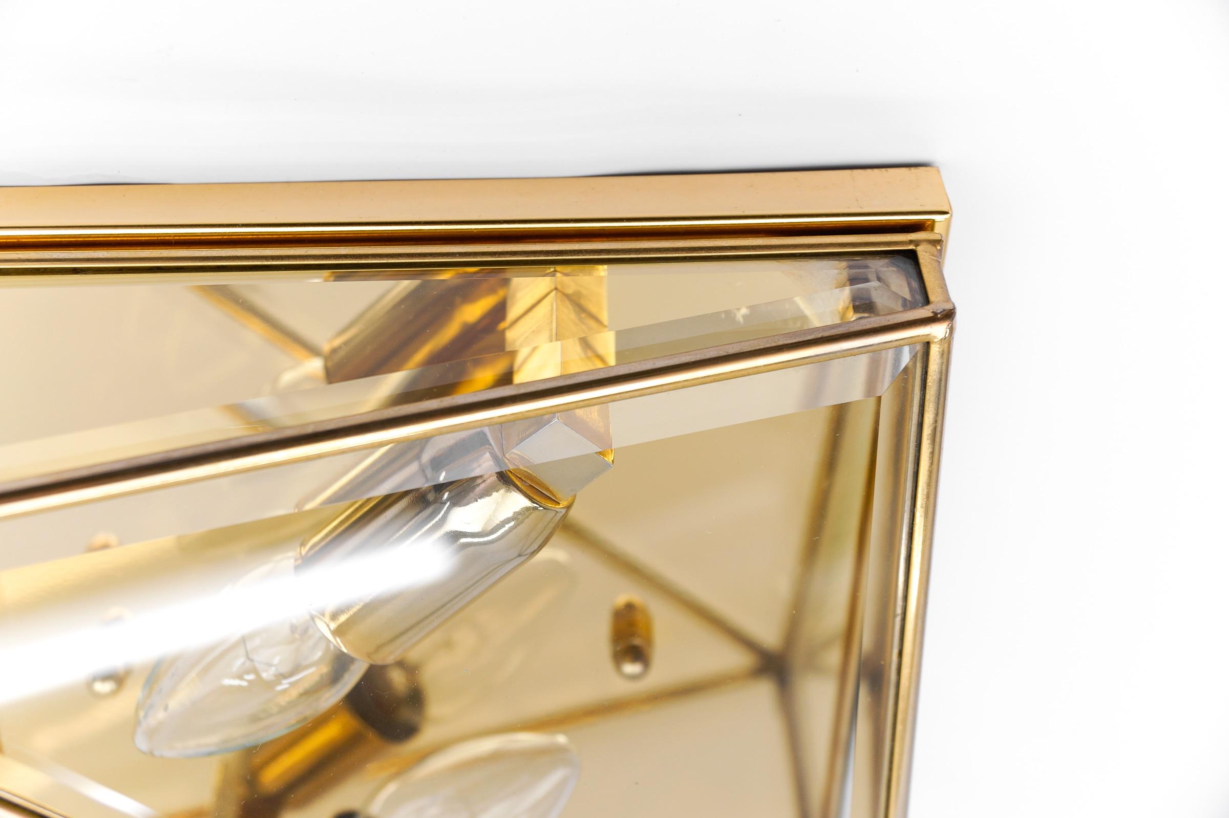 1. of 3 Very Elegant Cut Glass Asymetric Flush Mount, Italy 1960s For Sale 5