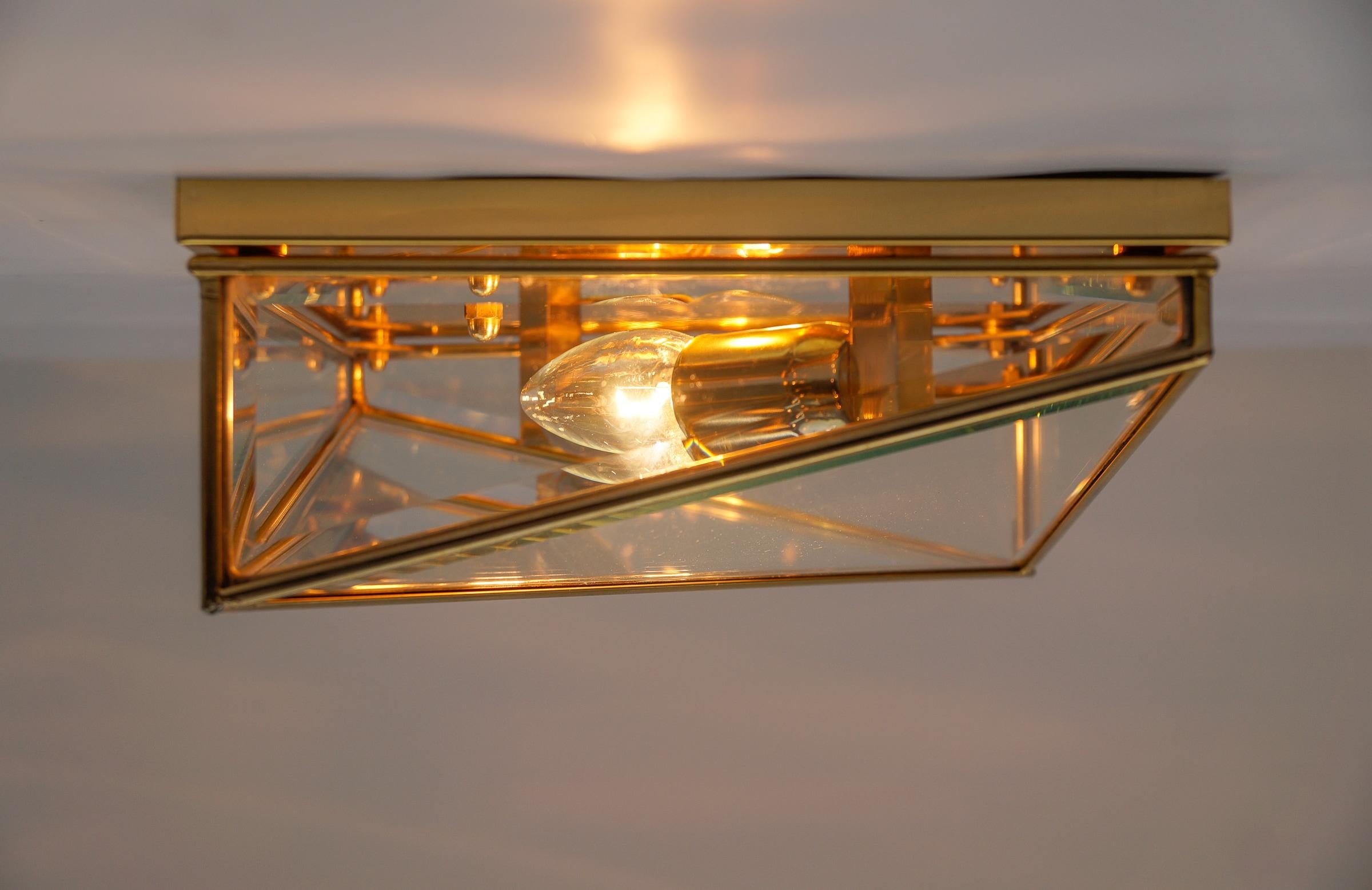 Hollywood Regency 1. of 3 Very Elegant Cut Glass Asymetric Flush Mount, Italy 1960s For Sale