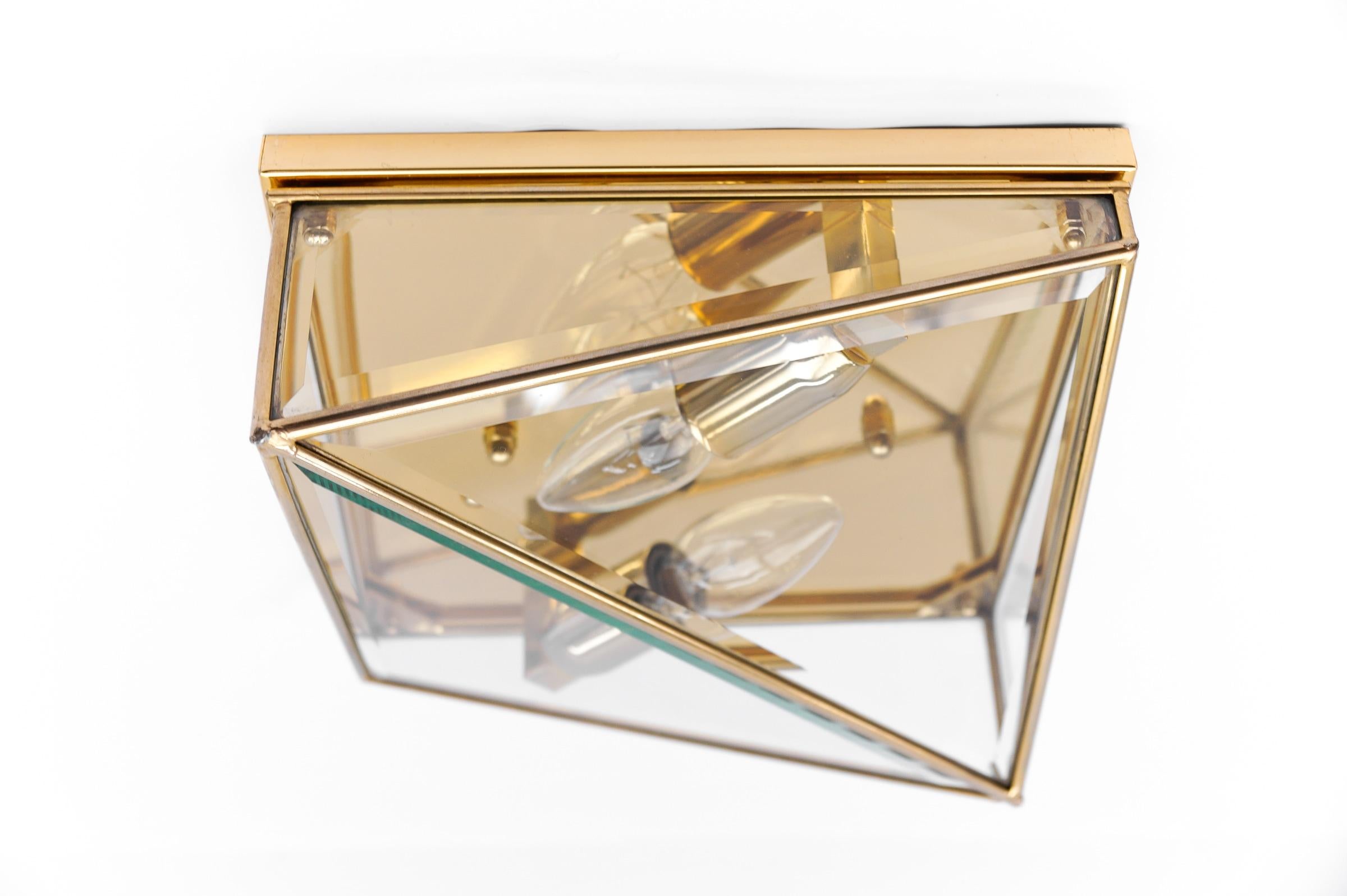 Mid-20th Century 1. of 3 Very Elegant Cut Glass Asymetric Flush Mount, Italy 1960s For Sale