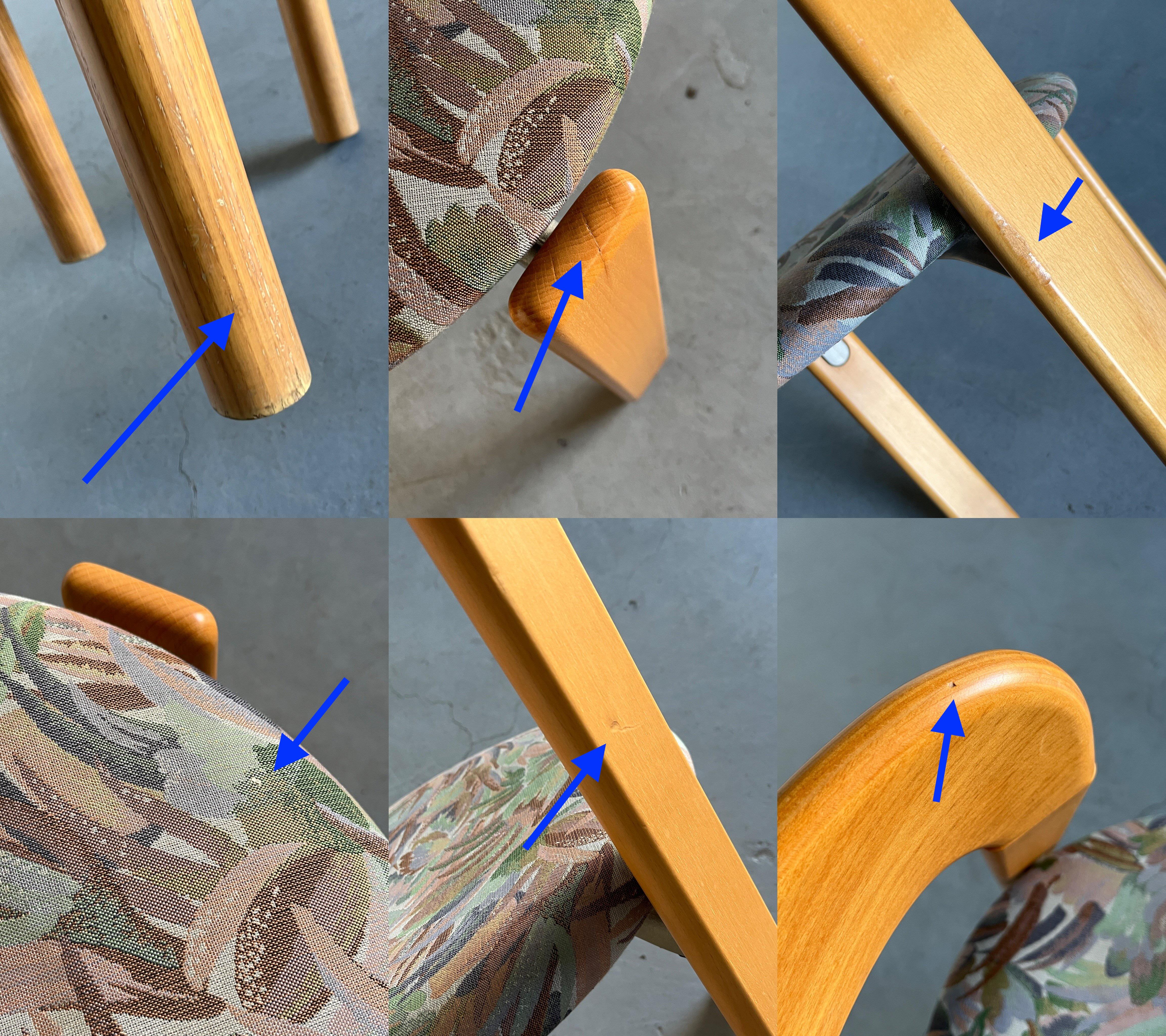 1 of 3 Vintage Bruno Rey Mid-Century Dining Chairs with Floral Pattern Seats For Sale 4