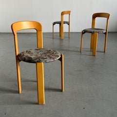 1 of 3 Vintage Bruno Rey Mid-Century Dining Chairs with Floral Pattern Seats