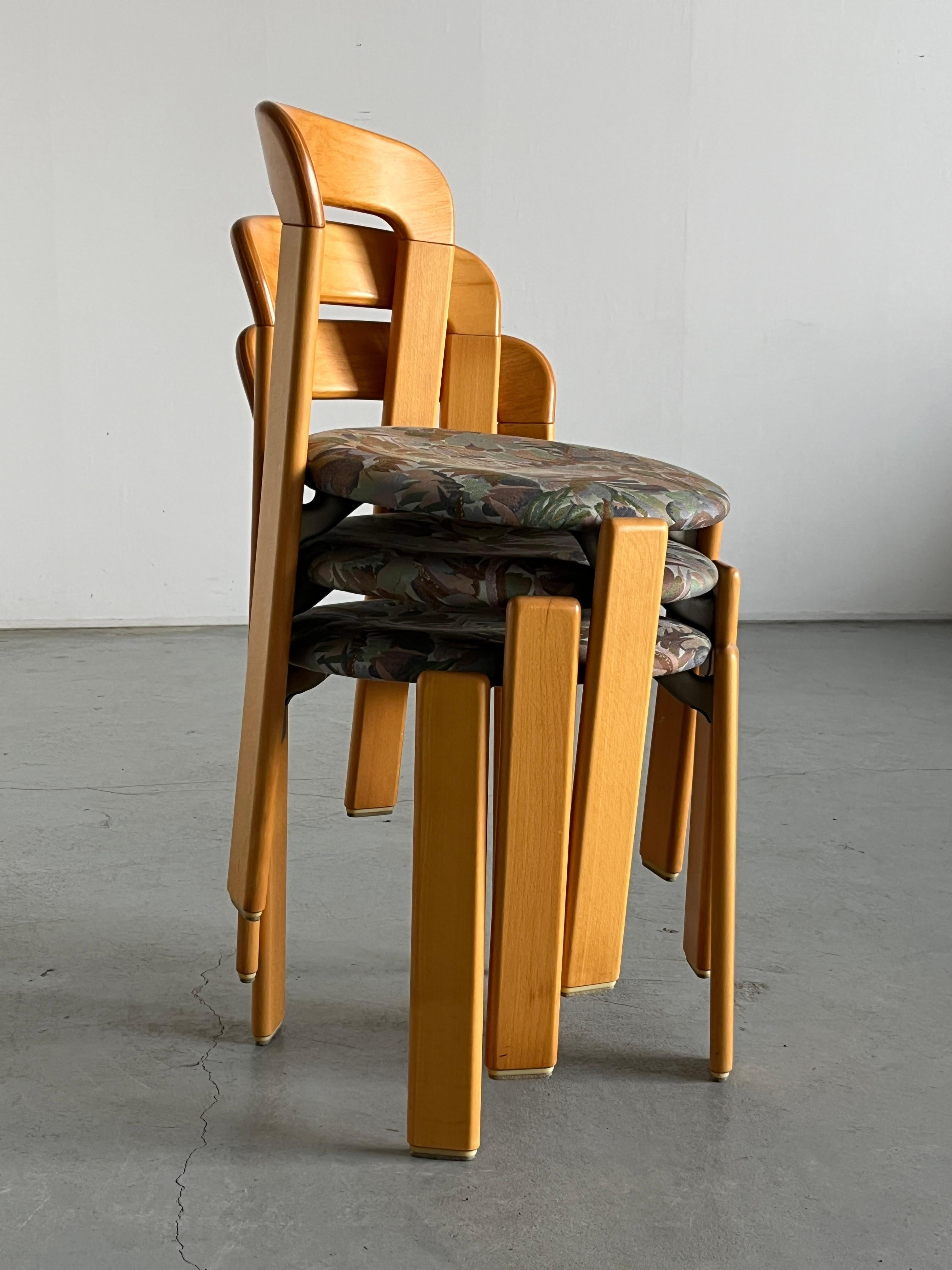 Aluminum 1 of 3 Vintage Bruno Rey Mid-Century Dining Chairs with Floral Pattern Seats For Sale
