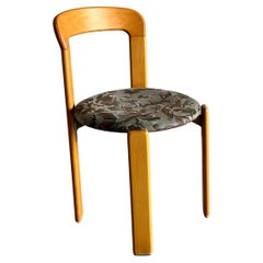 1 of 3 Vintage Bruno Rey Mid-Century Dining Chairs with Floral Pattern Seats