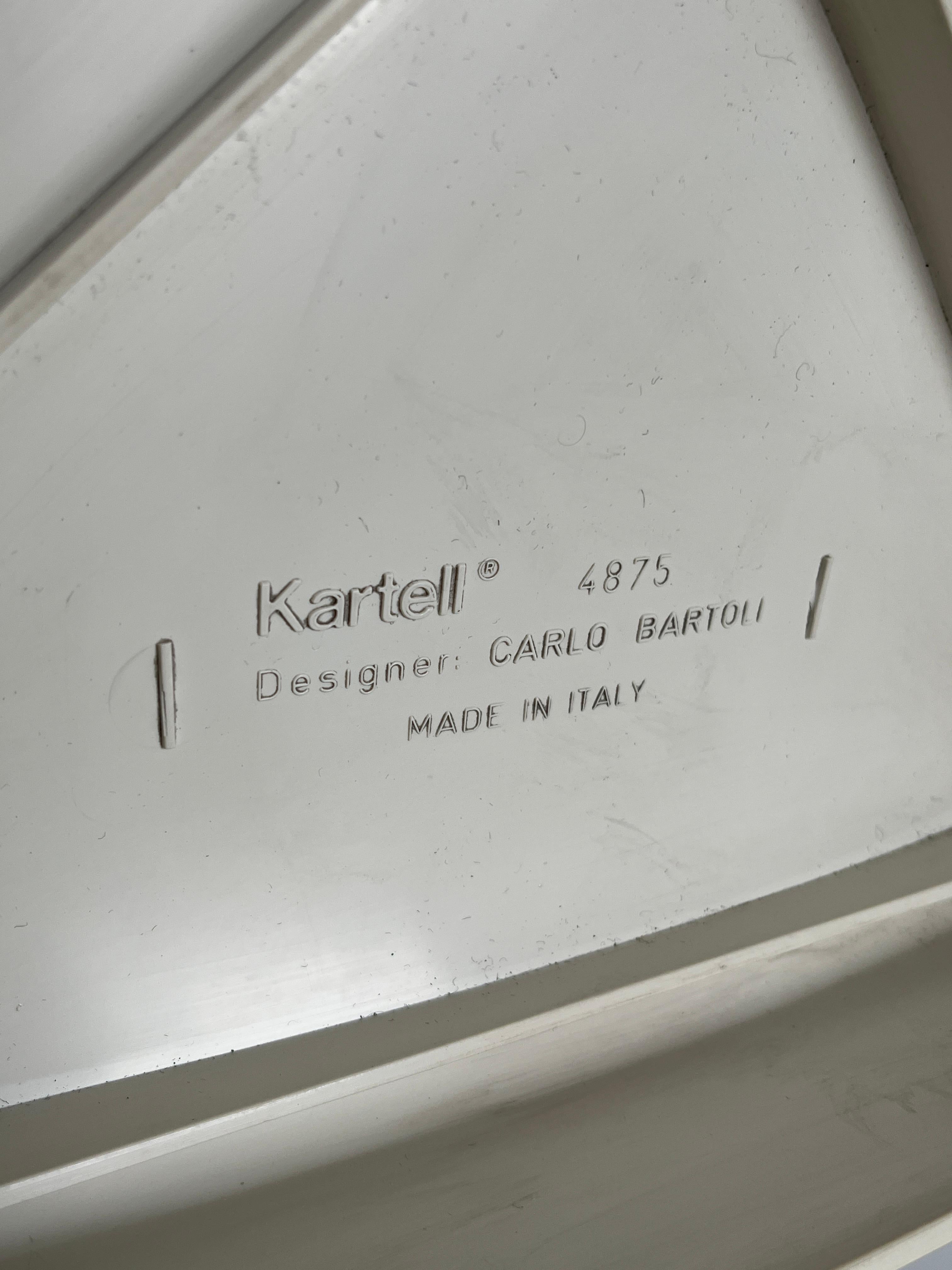 1 of 3 Vintage Carlo Bartoli 4875 Chairs for Kartell, White Edition, 1972 Italy For Sale 3