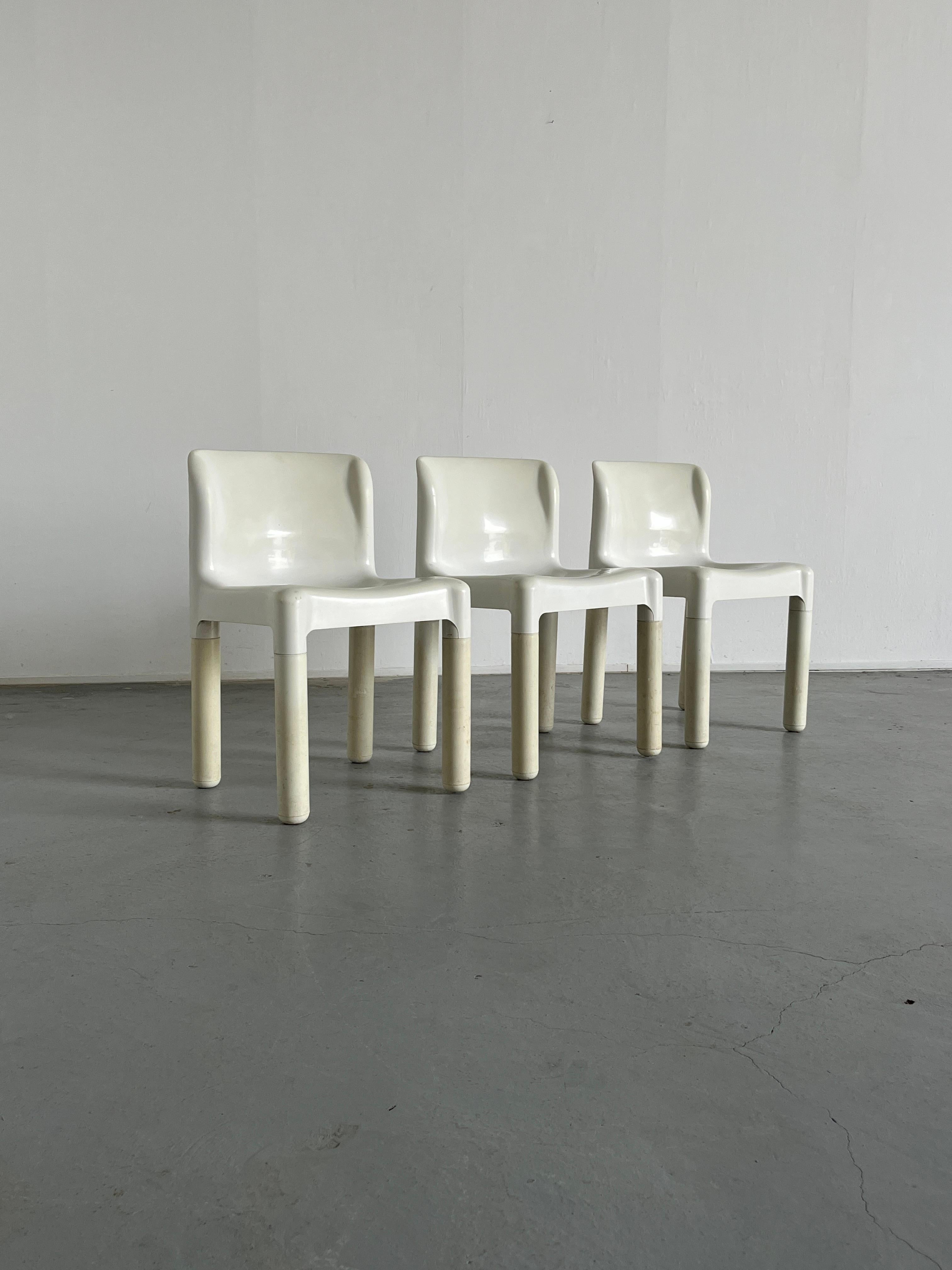 Mid-Century Modern 1 of 3 Vintage Carlo Bartoli 4875 Chairs for Kartell, White Edition, 1972 Italy For Sale