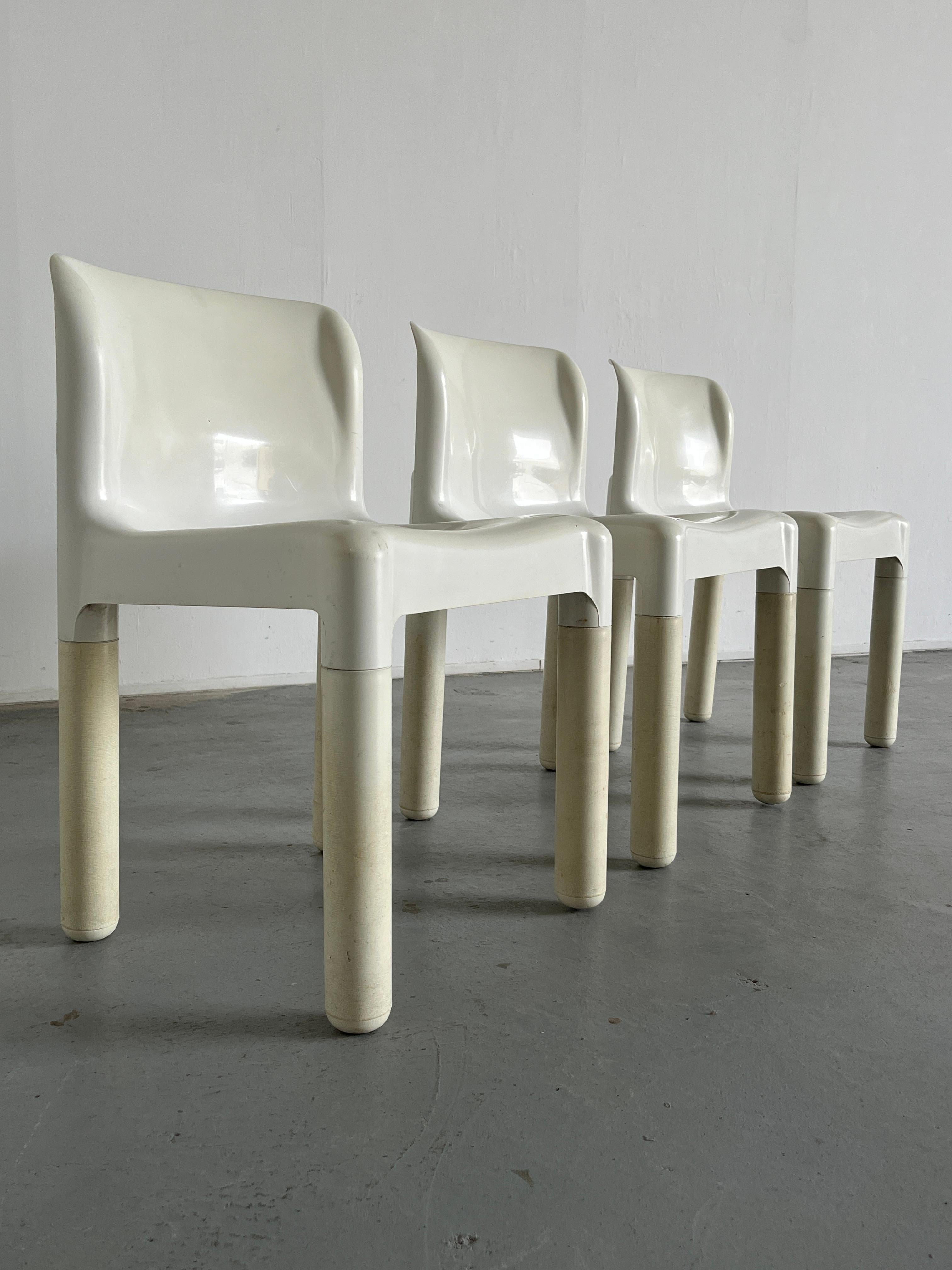 Italian 1 of 3 Vintage Carlo Bartoli 4875 Chairs for Kartell, White Edition, 1972 Italy For Sale