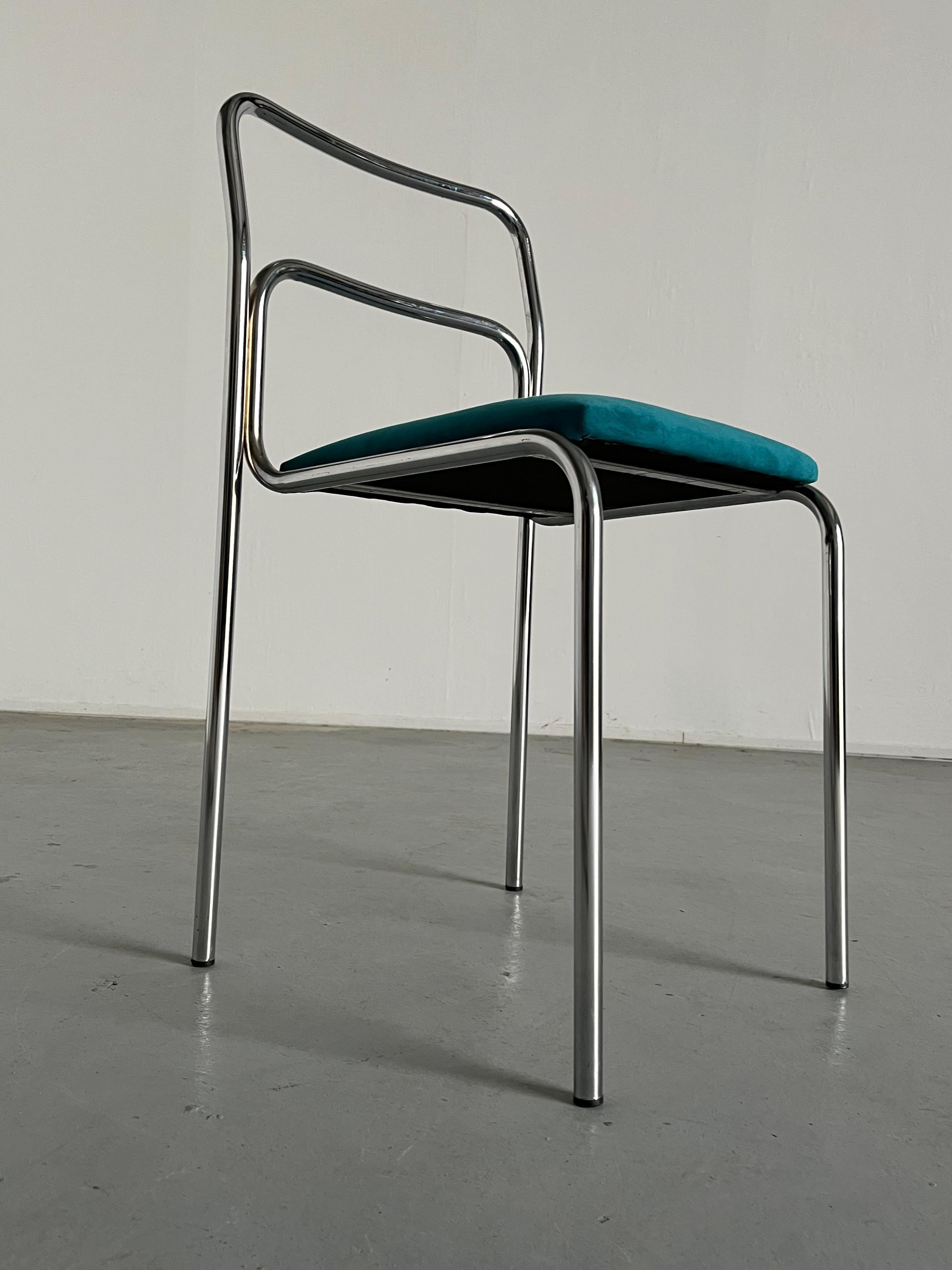Sillas Vintage Italianas Bauhaus de Acero Tubular Cromado y Terciopelo Verde, Años 80 en Bueno estado para la venta en Zagreb, HR