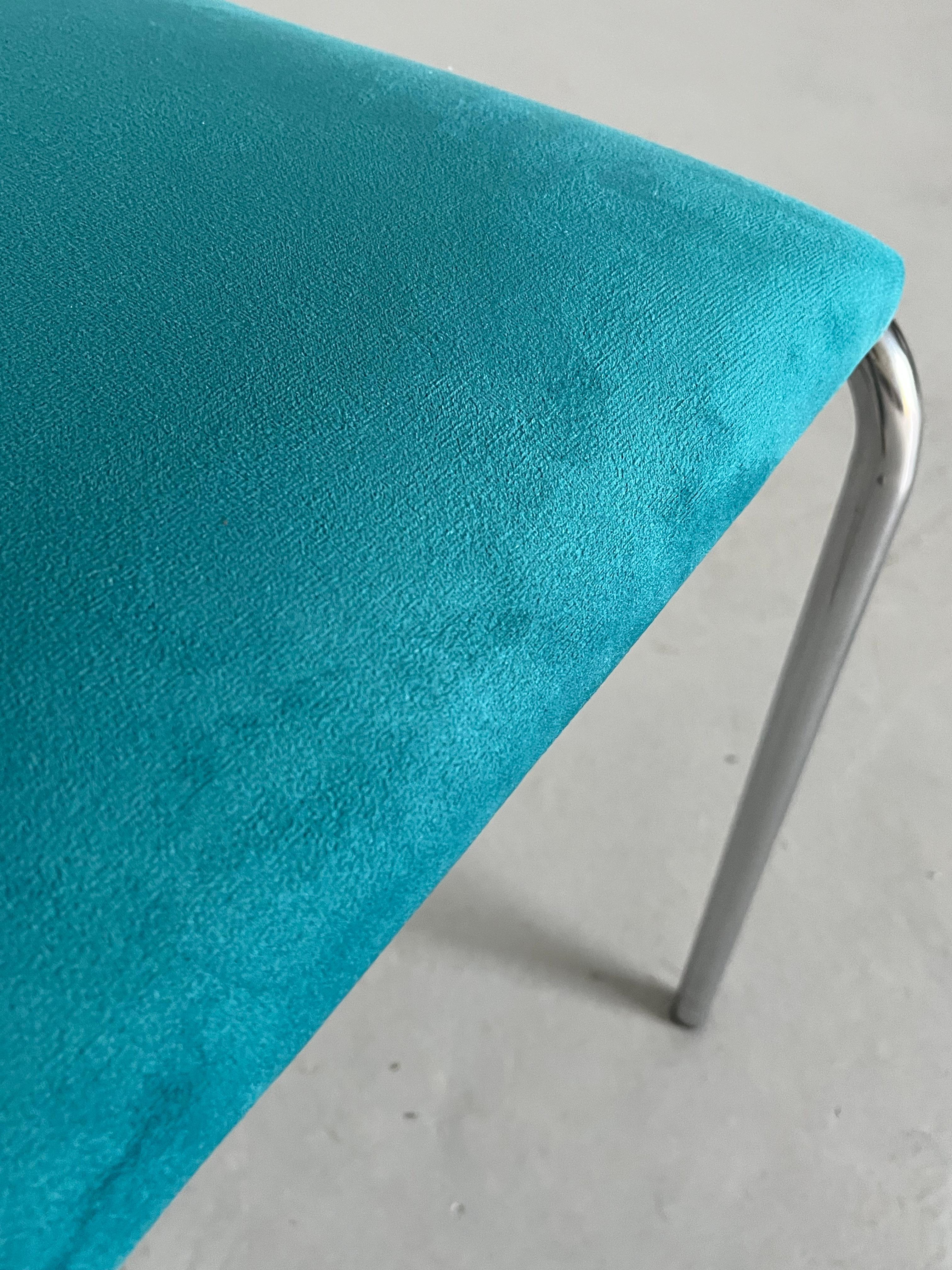 Sillas Vintage Italianas Bauhaus de Acero Tubular Cromado y Terciopelo Verde, Años 80 en venta 3