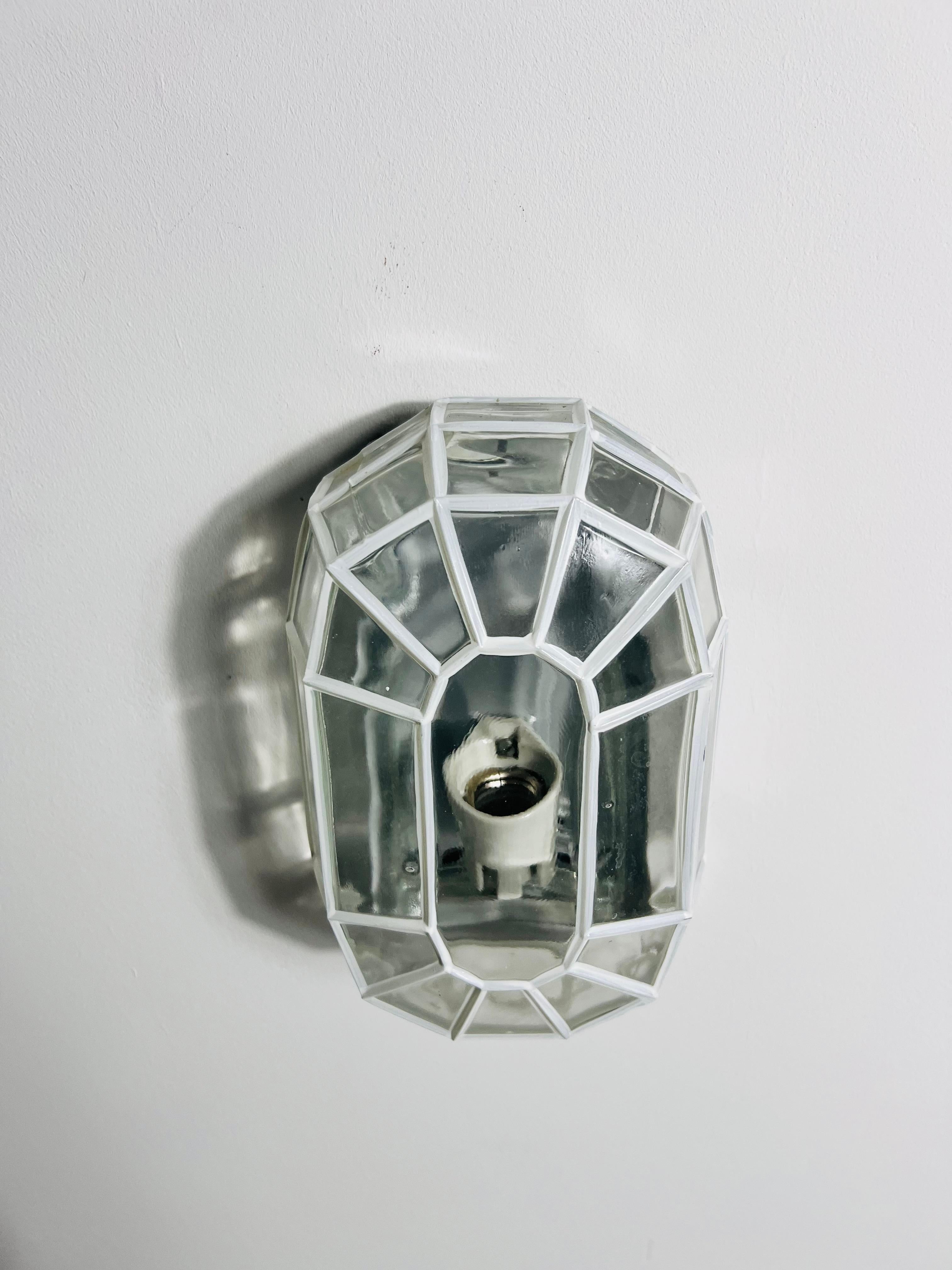 1 of 3 Wall Lamps by Glashütte Limburg, Germany, 1960s In Good Condition For Sale In Hagenbach, DE