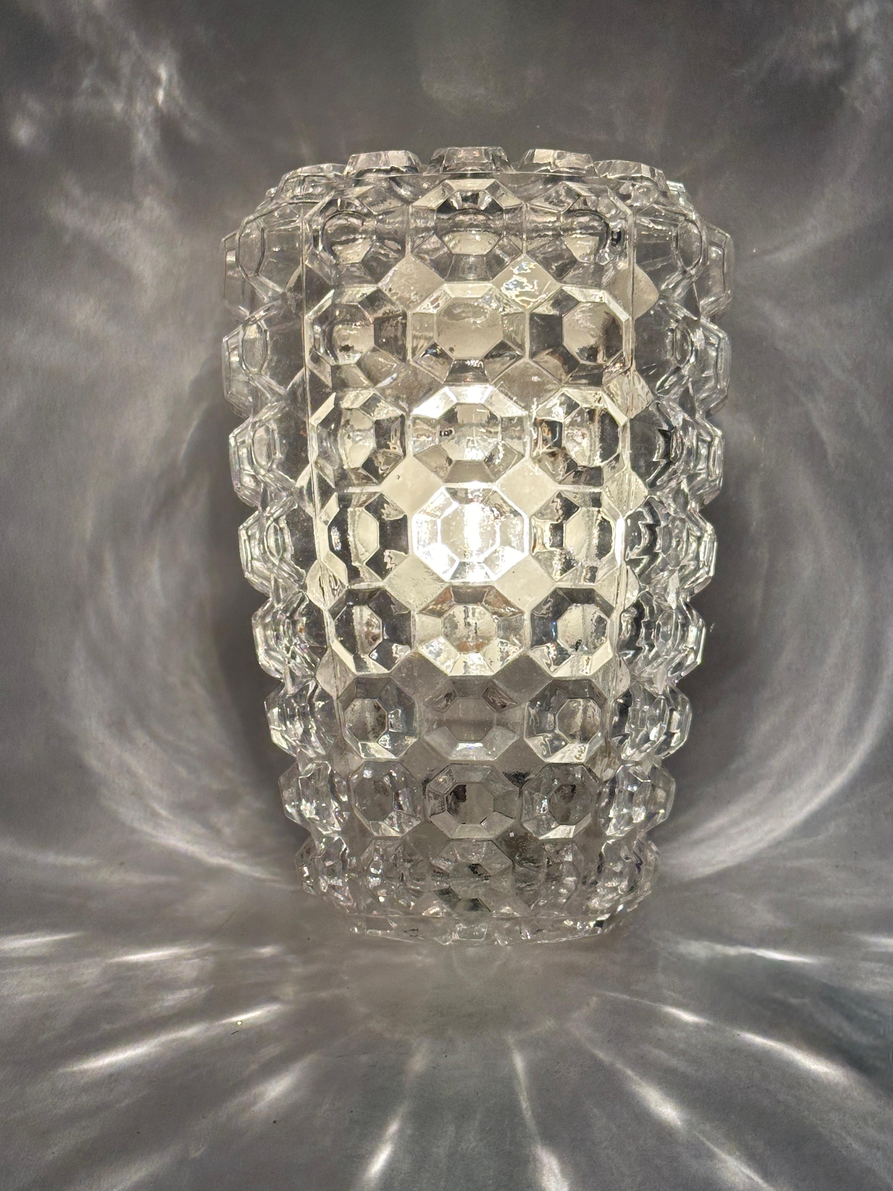 1 von 3 Wandleuchten aus klarem, Diamantglas von Limburg, Deutschland, 1960er Jahre im Angebot 7