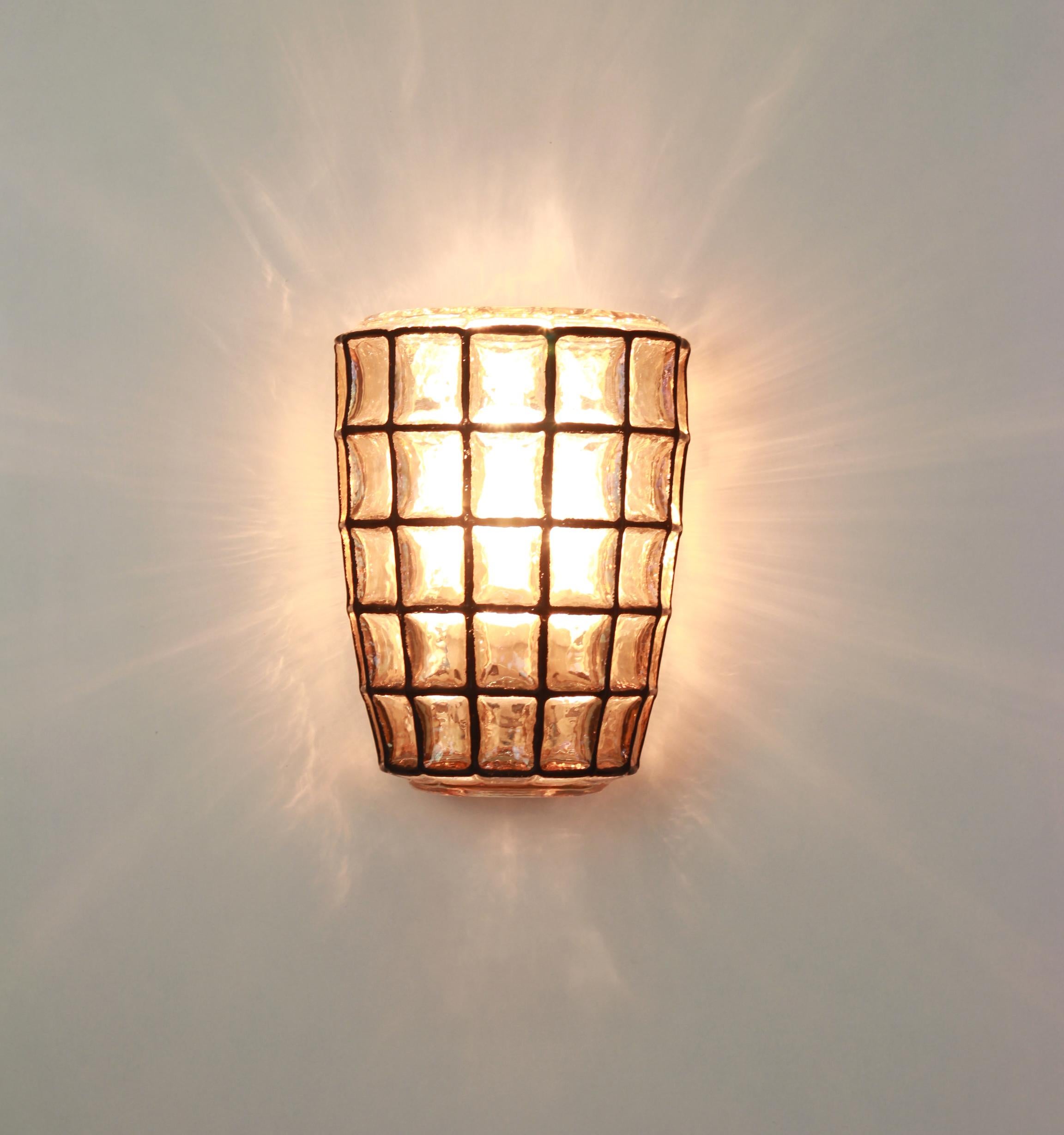 Wall Lights Sconces Iron Glass by Limburg, Germany, 1960s 2