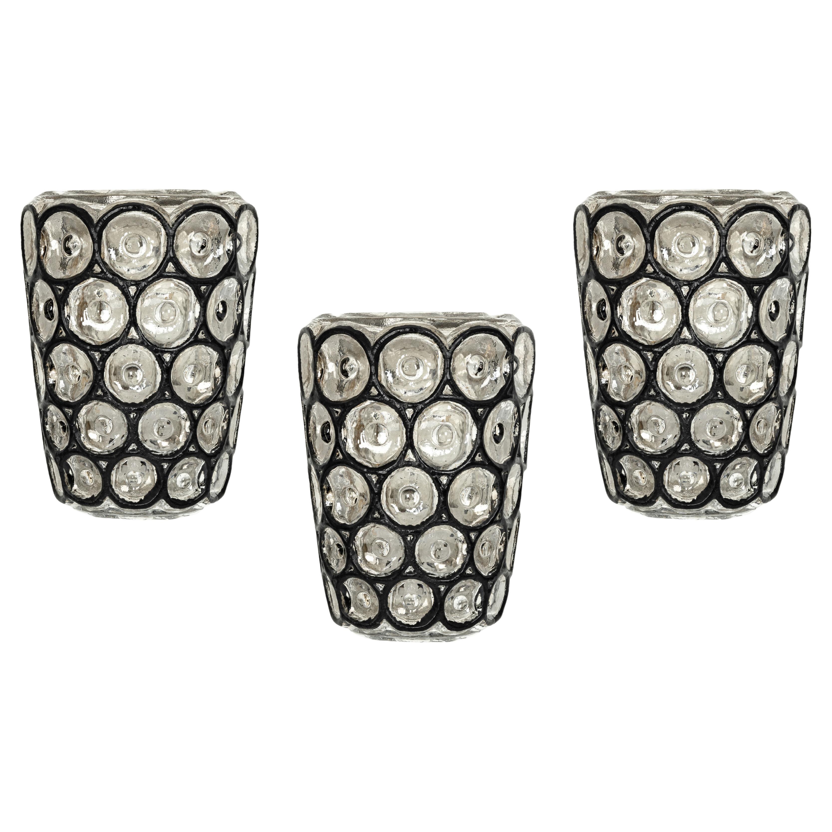 1 von 2 Wandleuchten Sconces Eisenglas von Limburg, Deutschland, 1960er Jahre