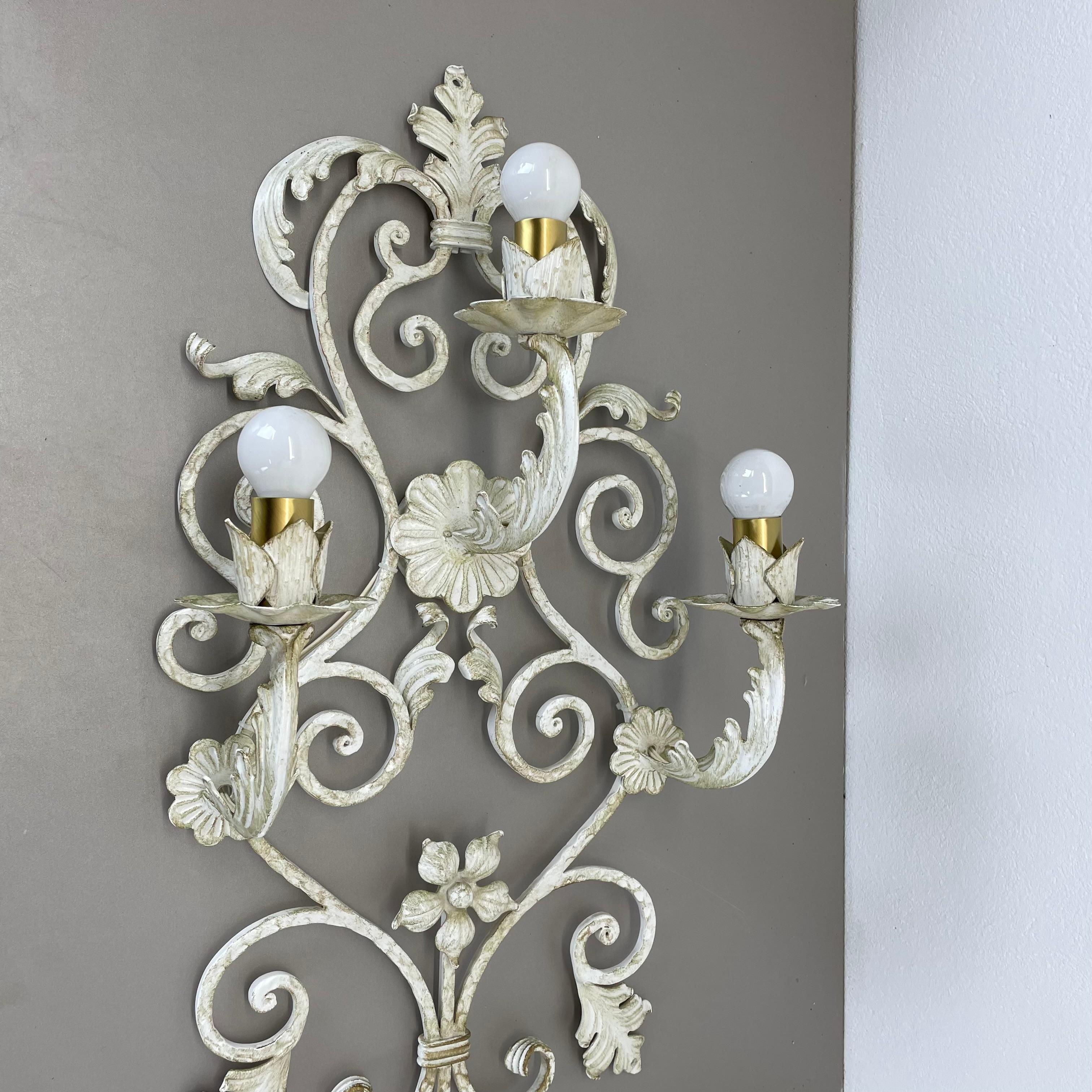 1 de 3 xxl 73cm blanco Metal Florentiner Teatro pared Light, Italia, 1970s en venta 9