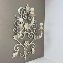 1 of 3 xxl 73cm white Metal Florentiner Theatre wall Light, Italy, 1970s
